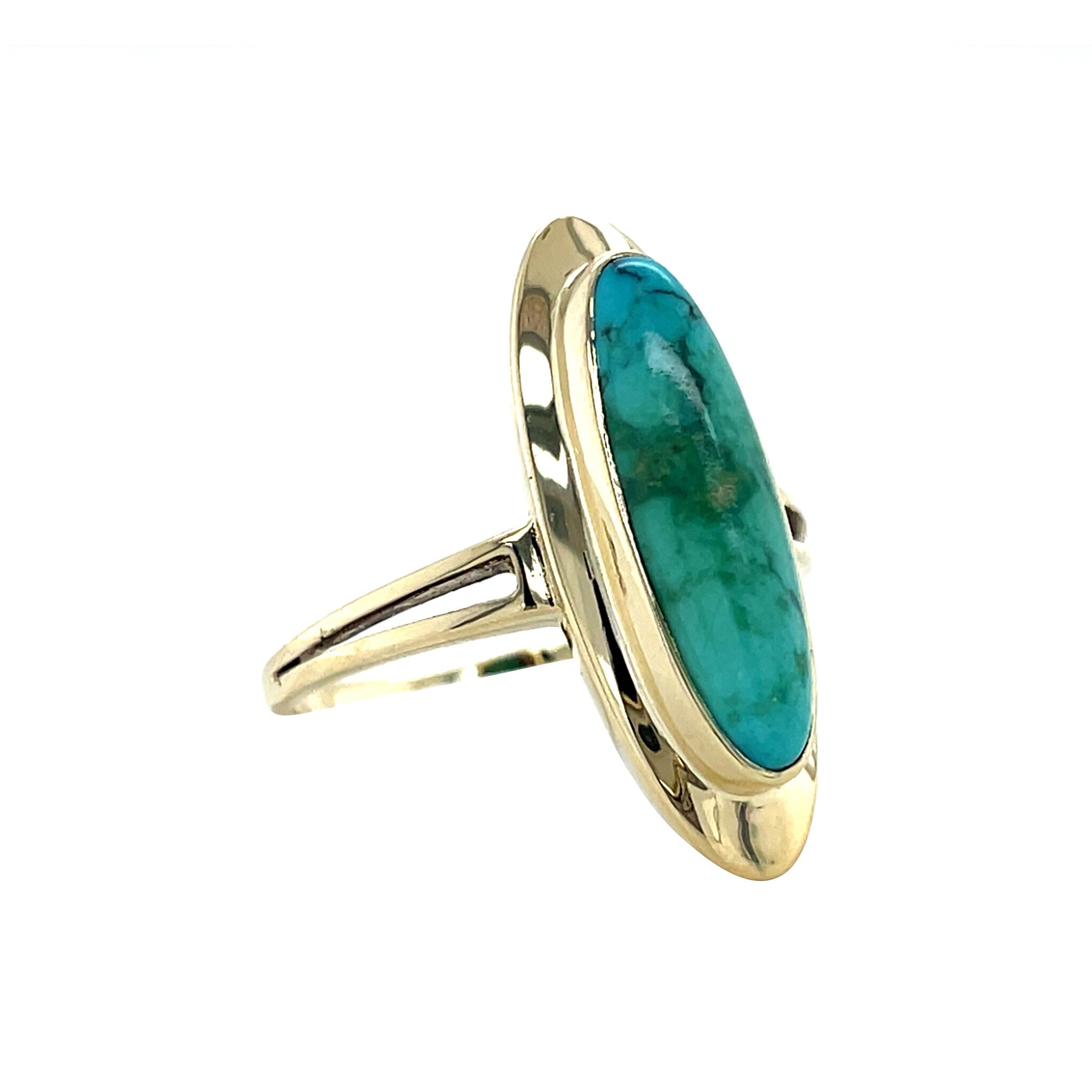 Gouden vintage ring met turkoois 14 krt