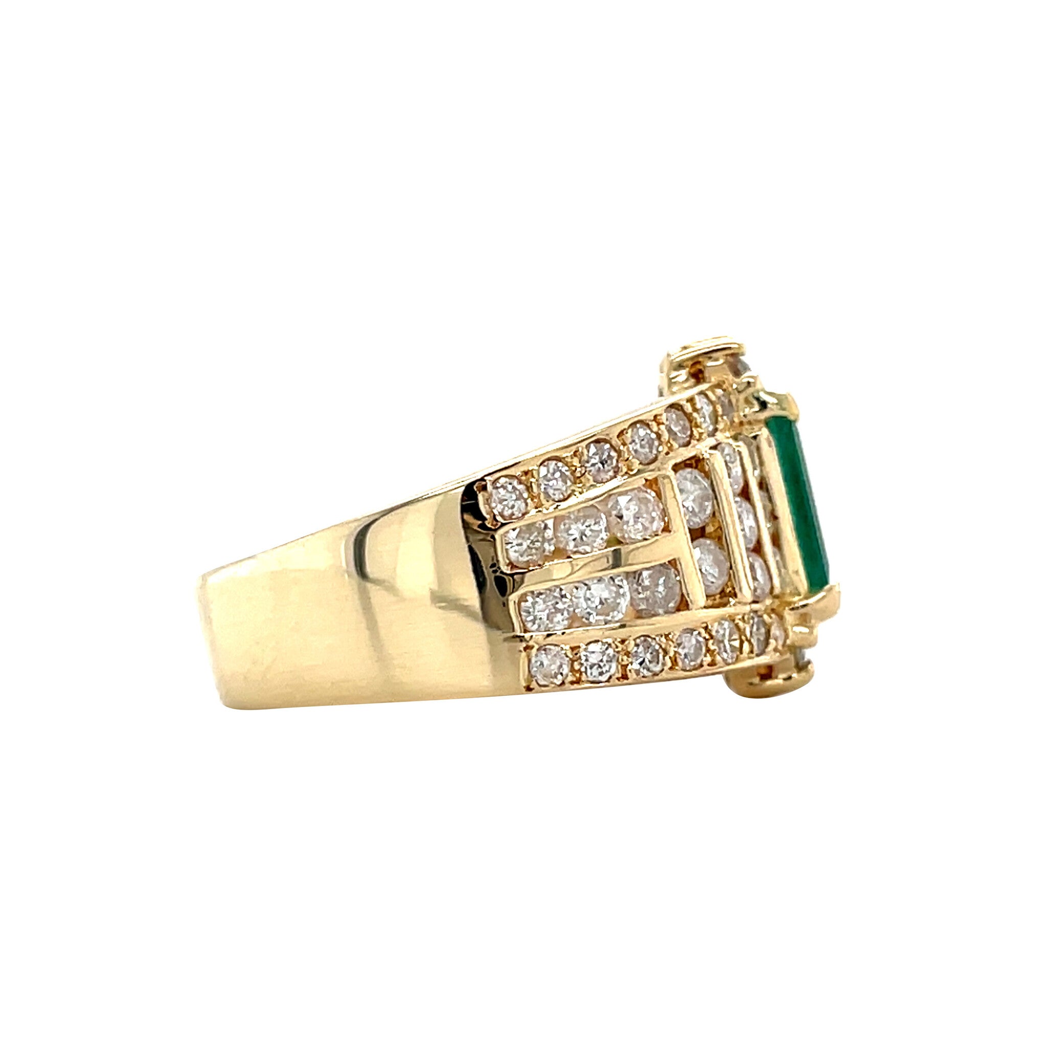 Vintage 14 kt gold ring with emerald and diamond