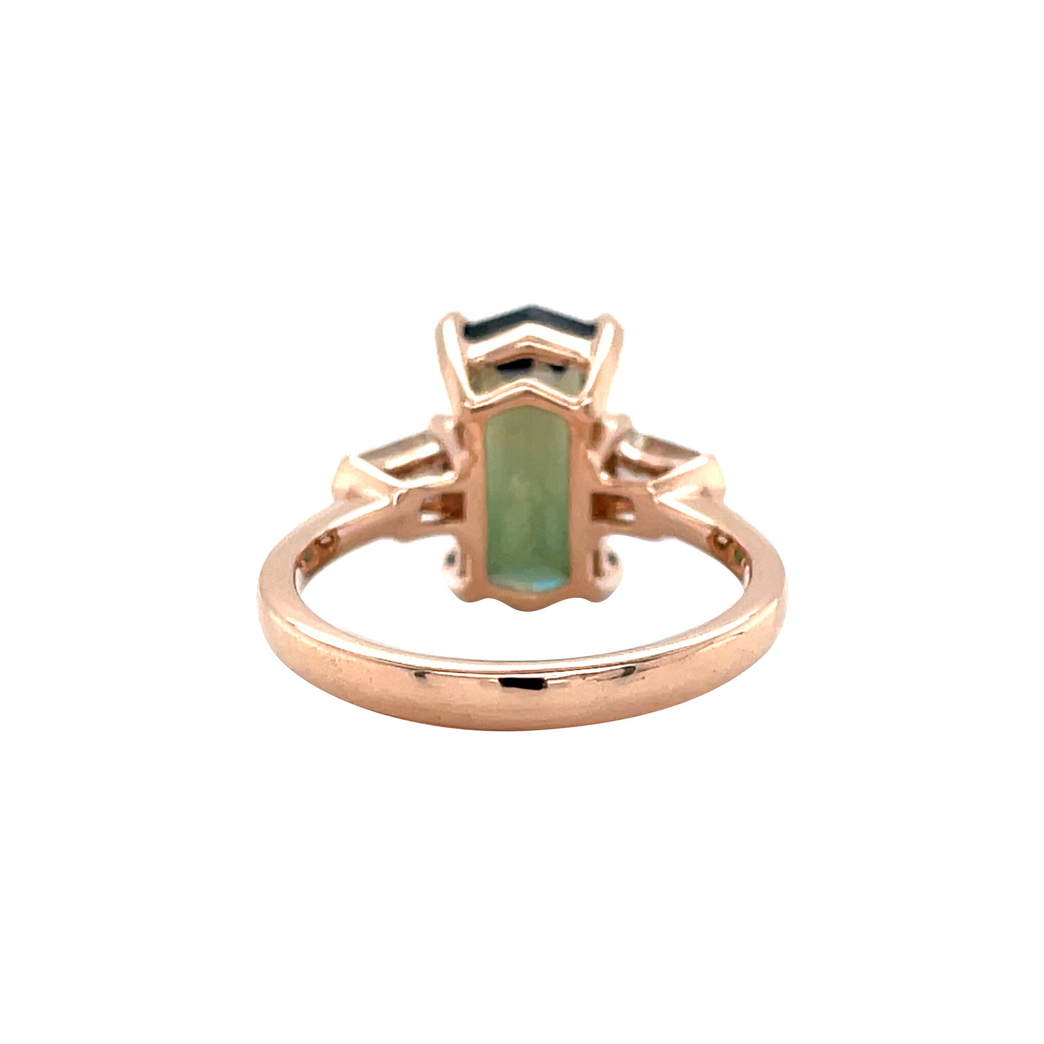 Rose-gold vintage ring with tourmaline and diamond 18 kt
