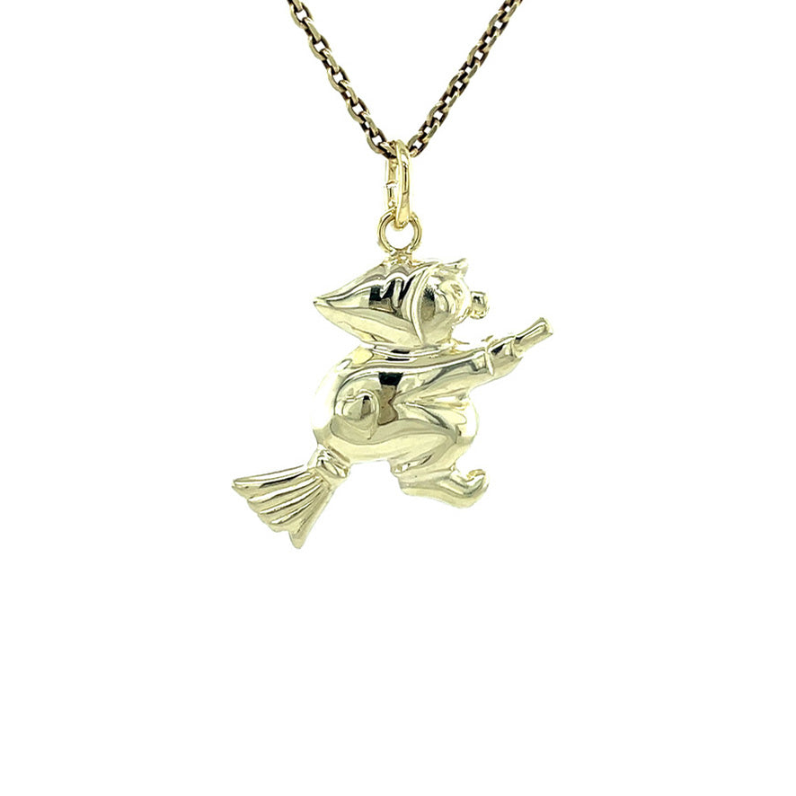 Vintage 14 kt gold witch pendant