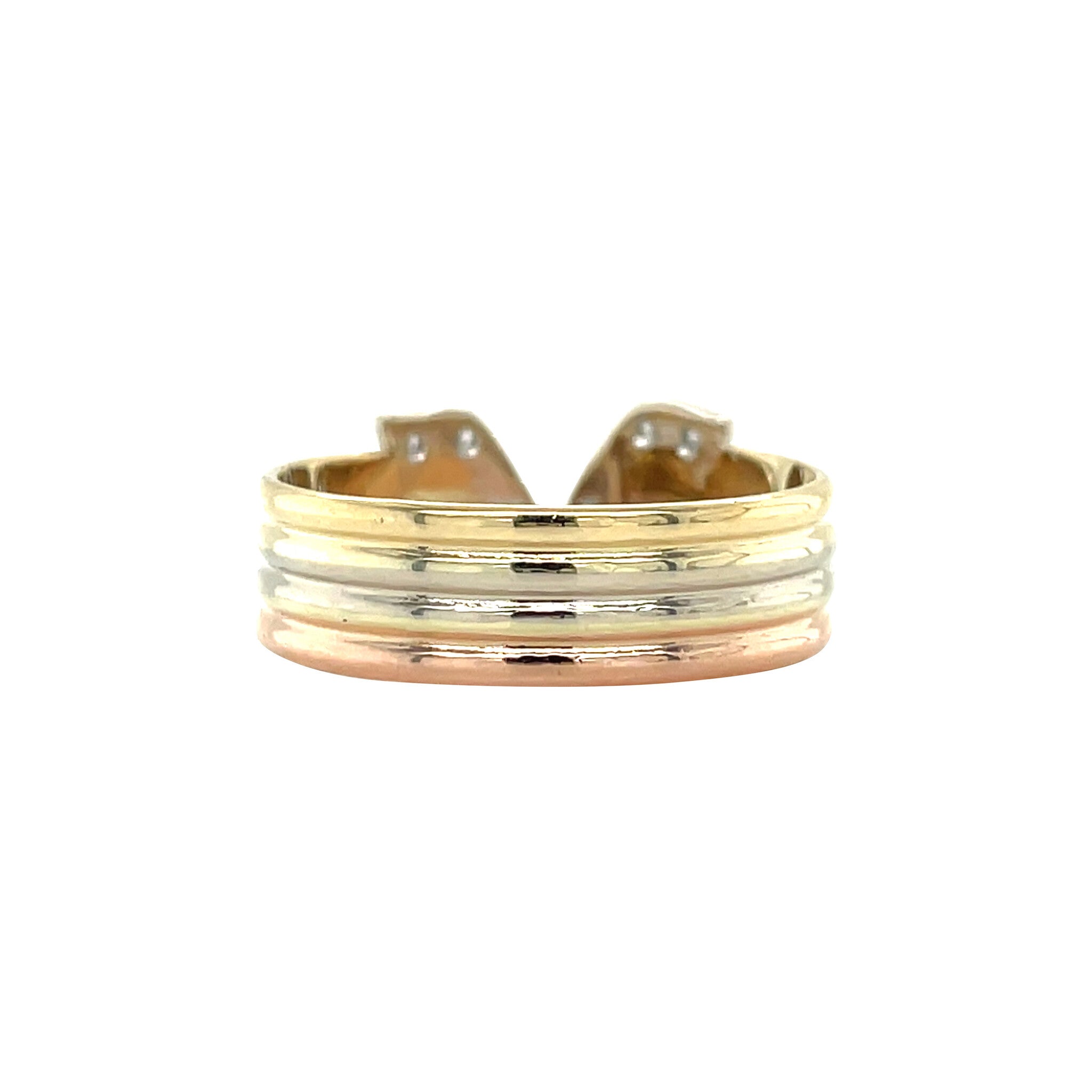 Tricolour gold vintage ring with diamond 14 kt