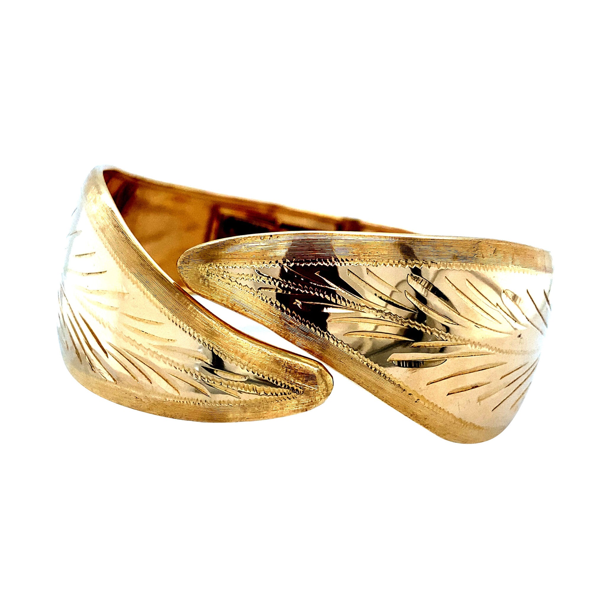 Vintage ouden bangle met gravure 18 krt