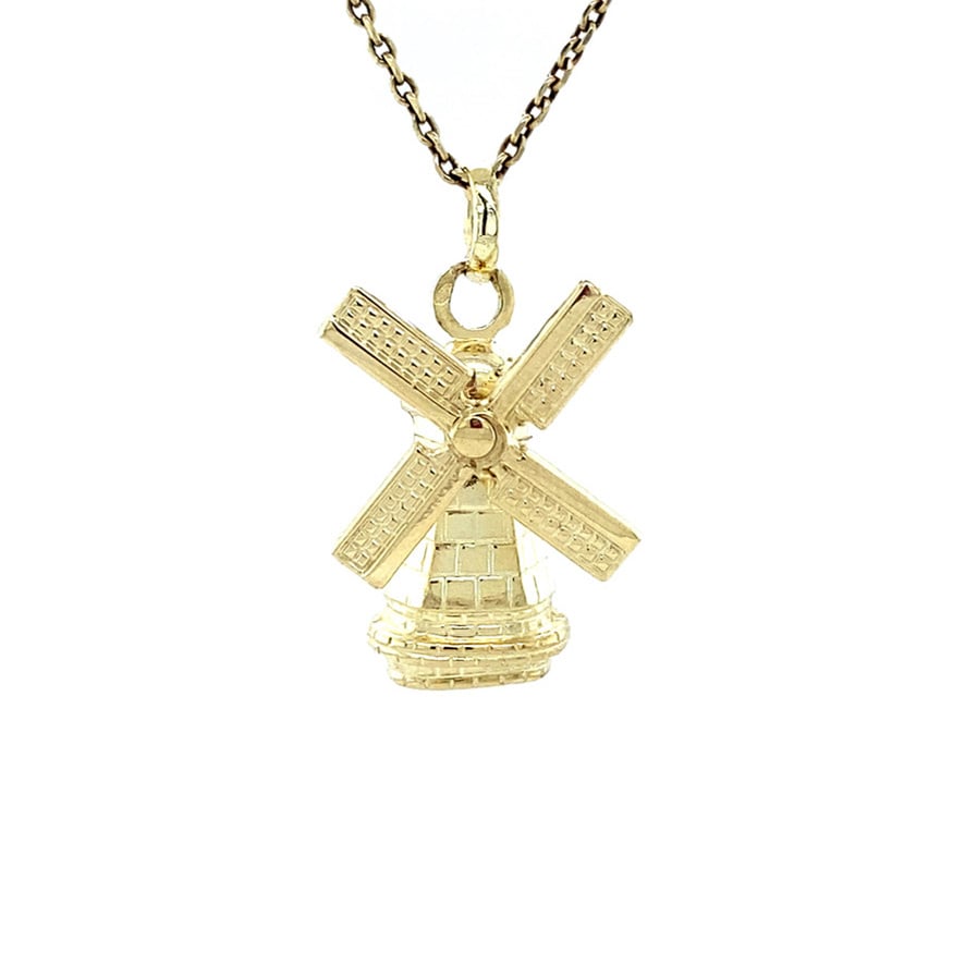 14 kt gold windmill pendant