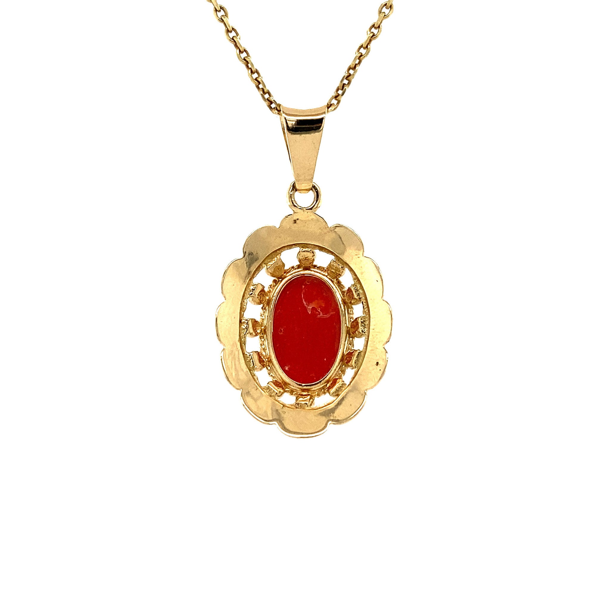 Gouden hanger met bloedkoraal 14 krt