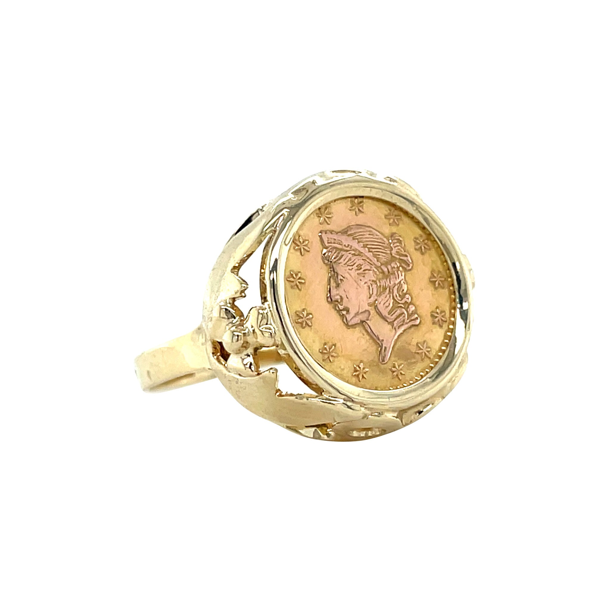 Gouden vintage munt ring 14 krt