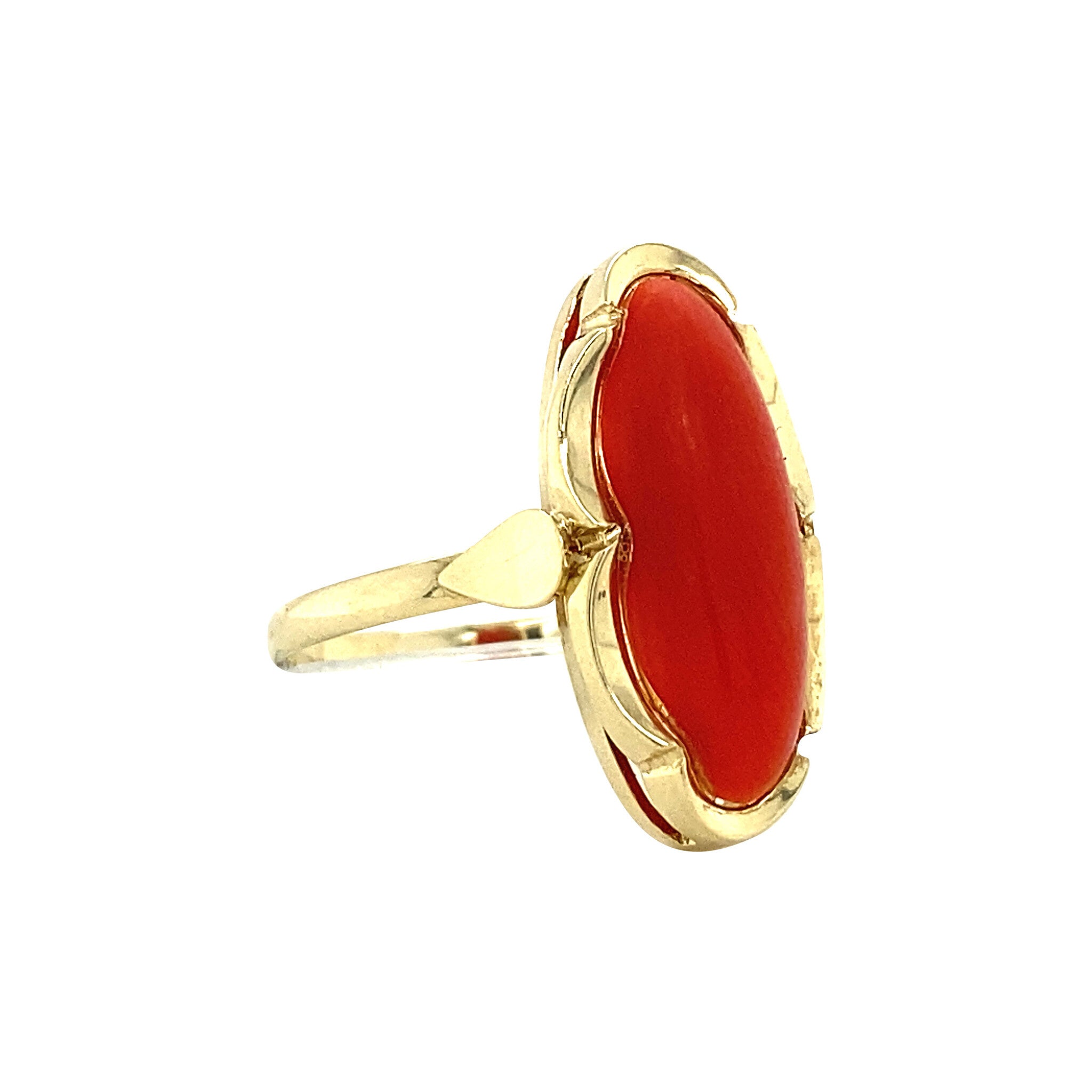 Gold ring with blood coral 14 krt