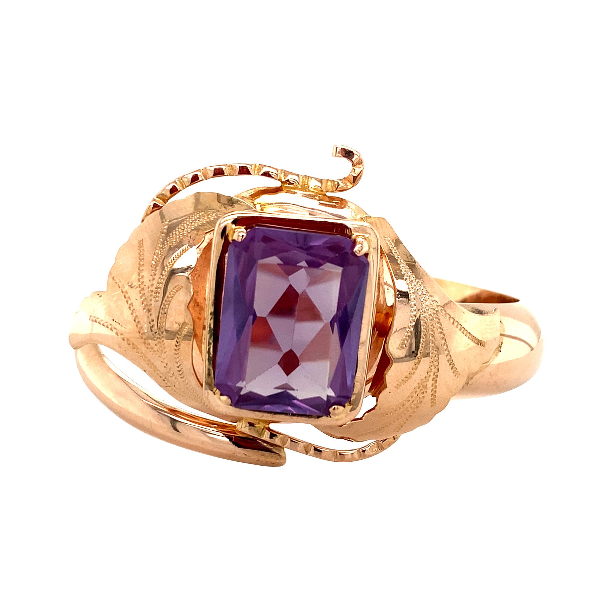 Gouden vintage bangle met saffier 14 krt