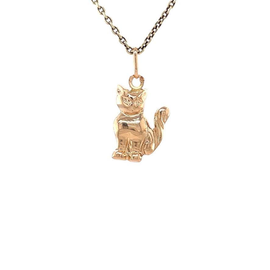Vintage gold cat pendant 14 kt
