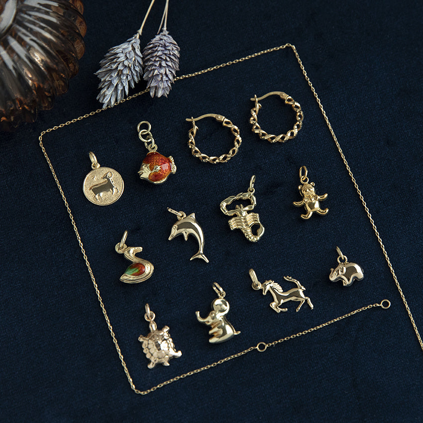 Gouden vintage vis hanger met emaille 14 krt