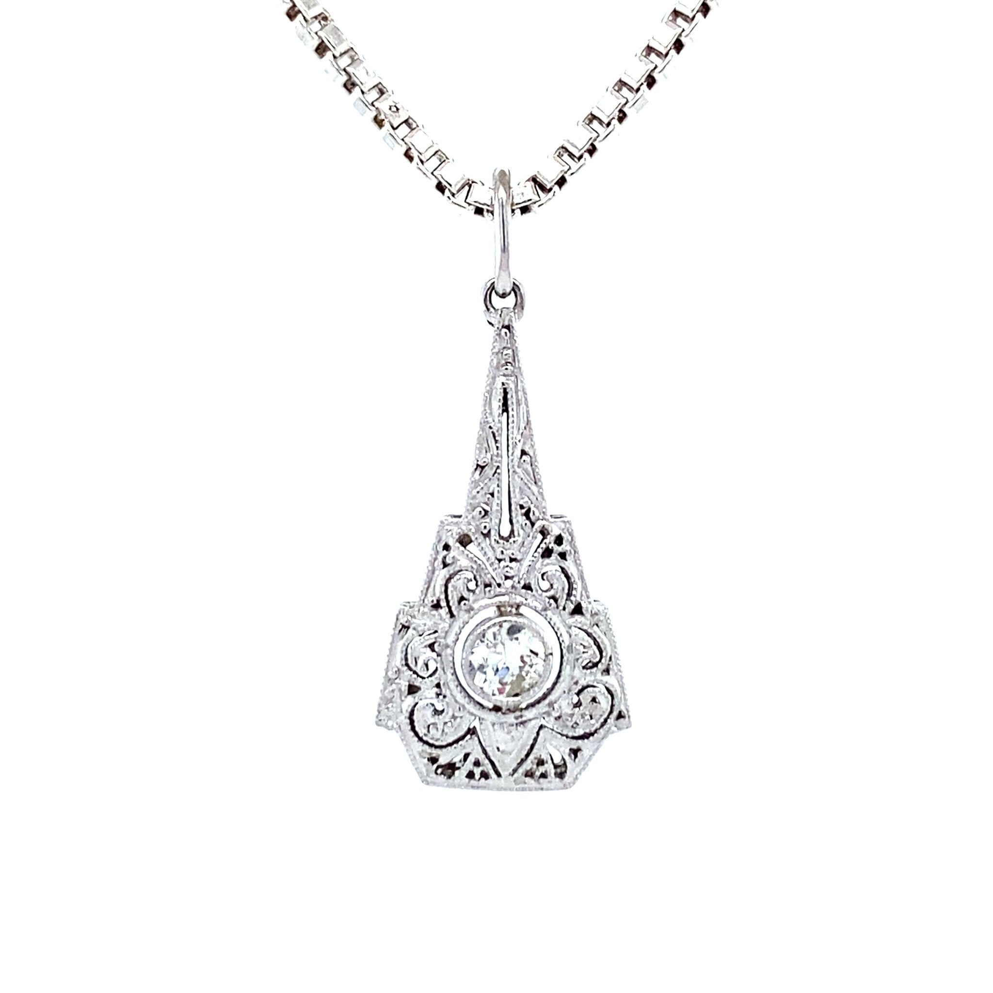 Vintage 925 silver pendant with diamond