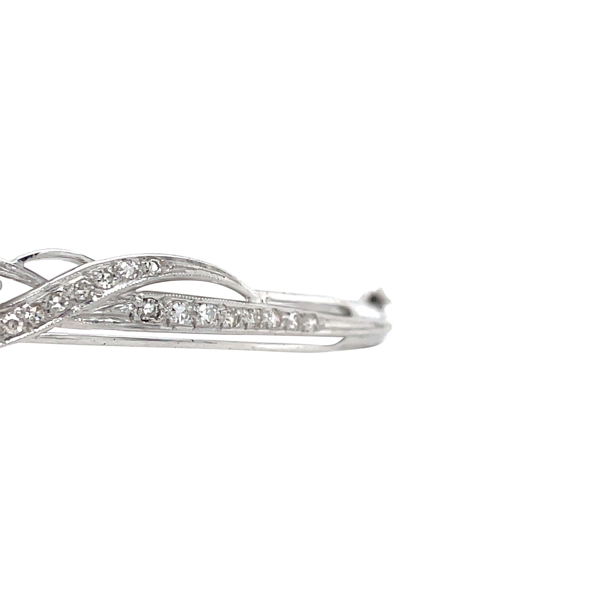 Witgouden vintage bangle met diamant 14 kt