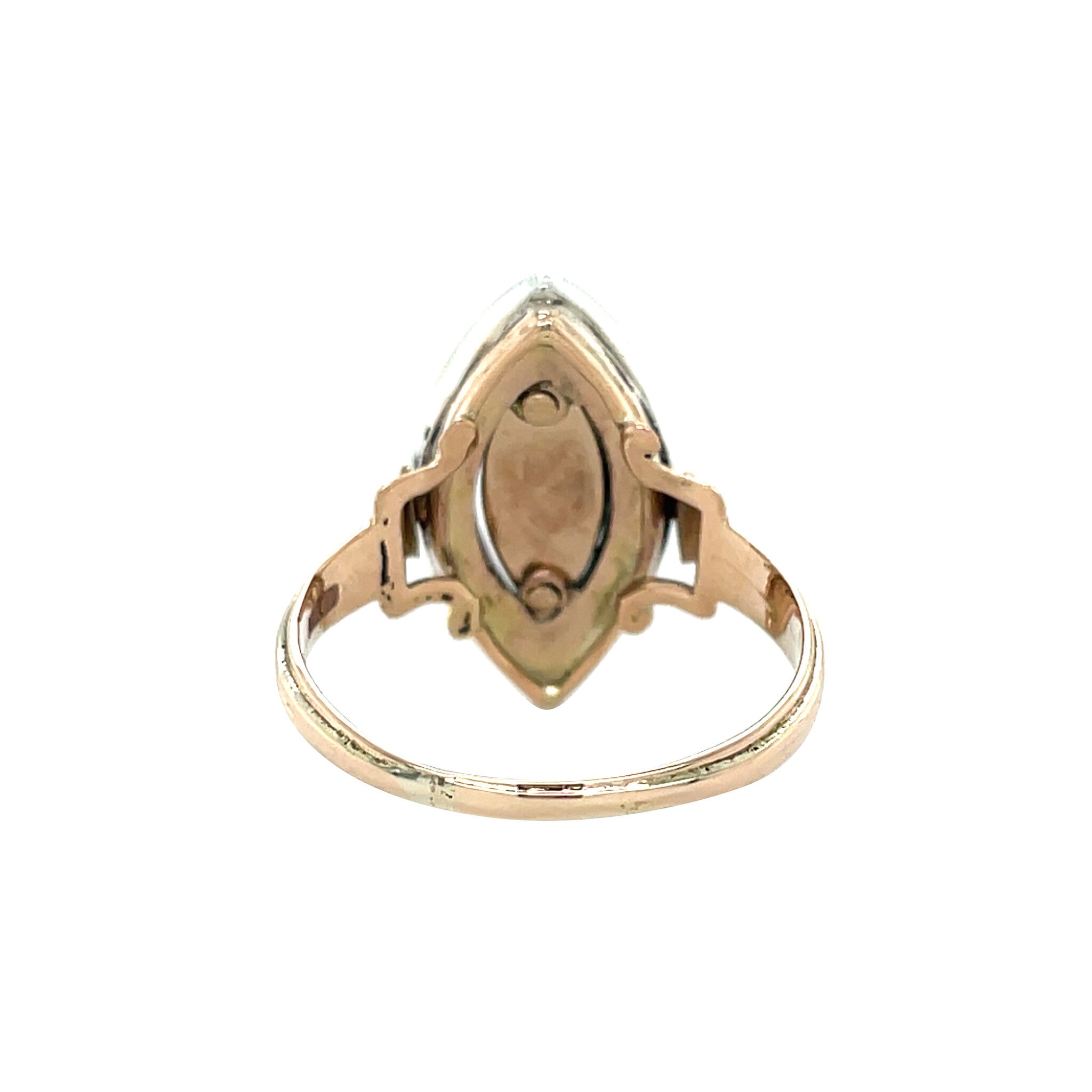 Vintage gold cluster ring with rose-cut diamond, 14 kt/925