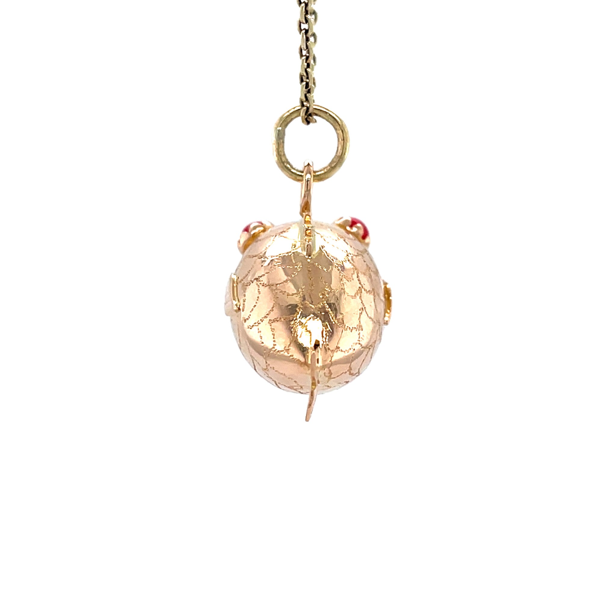 Roségouden vintage vis hanger met kleursteen 14 krt