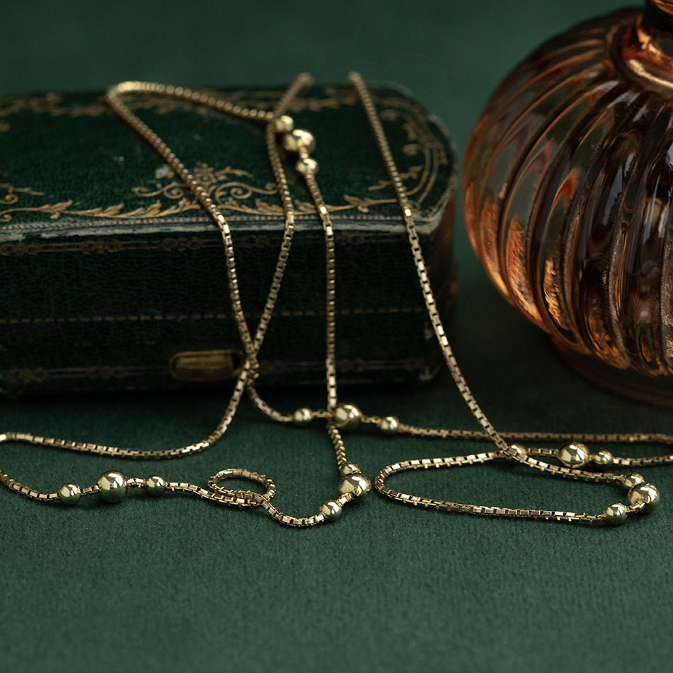 Gouden vintage venetiaan collier met bolletjes 14 krt