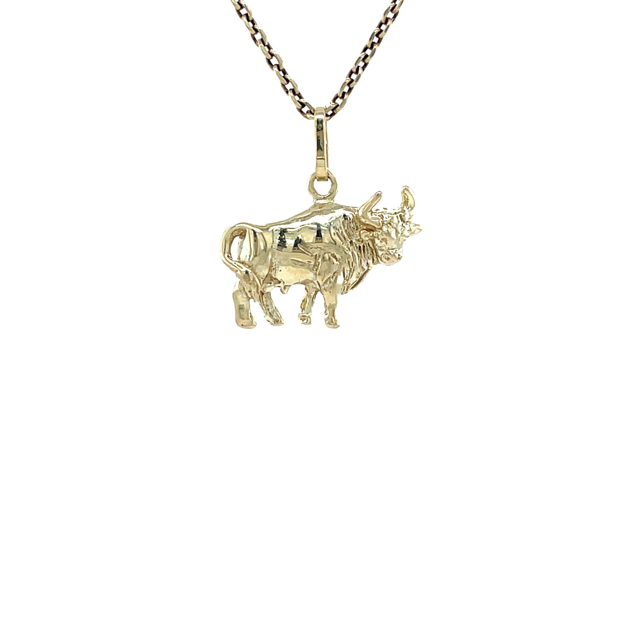 Gouden vintage stier hanger 14 krt