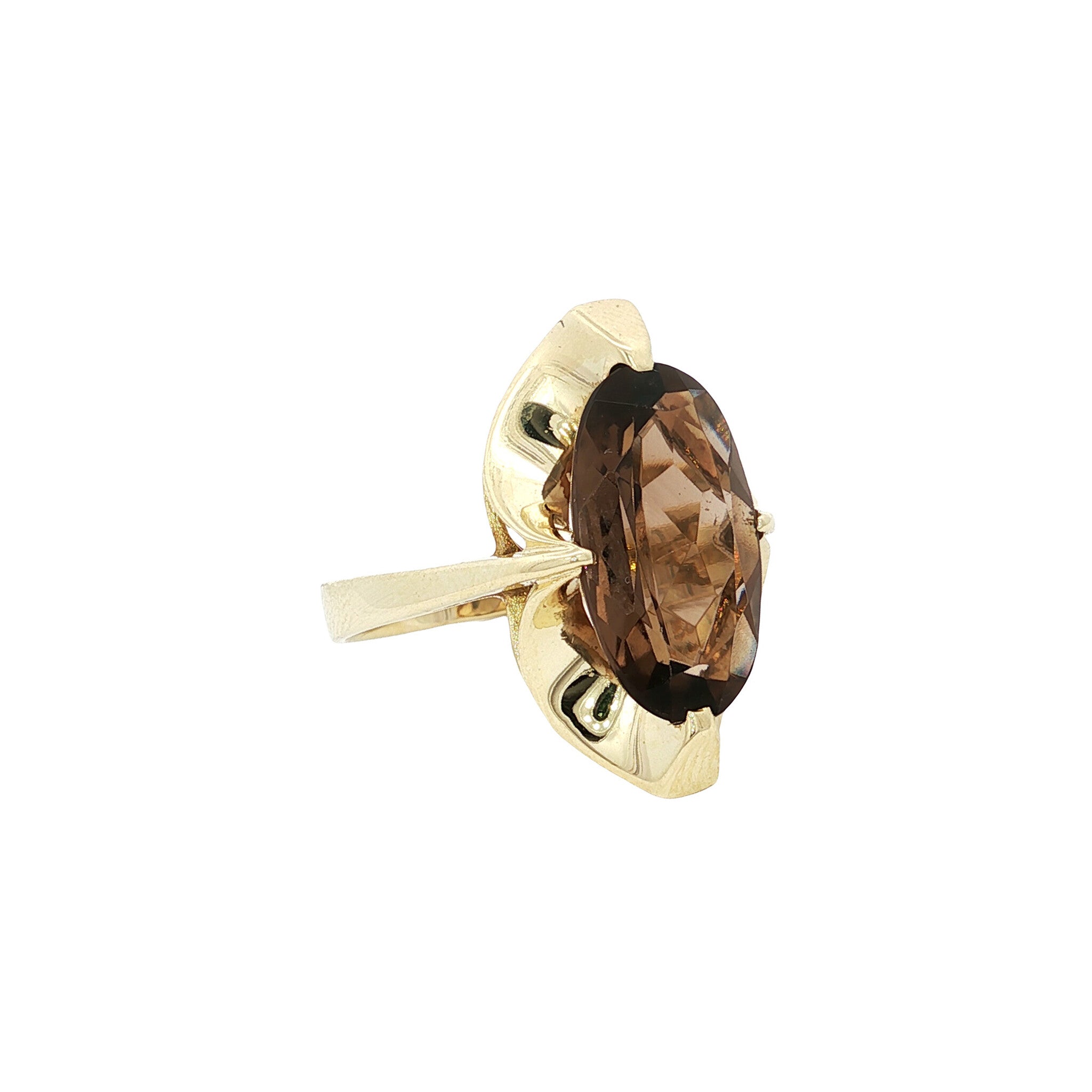 Gold vintage ring with smoky topaz 14 kt