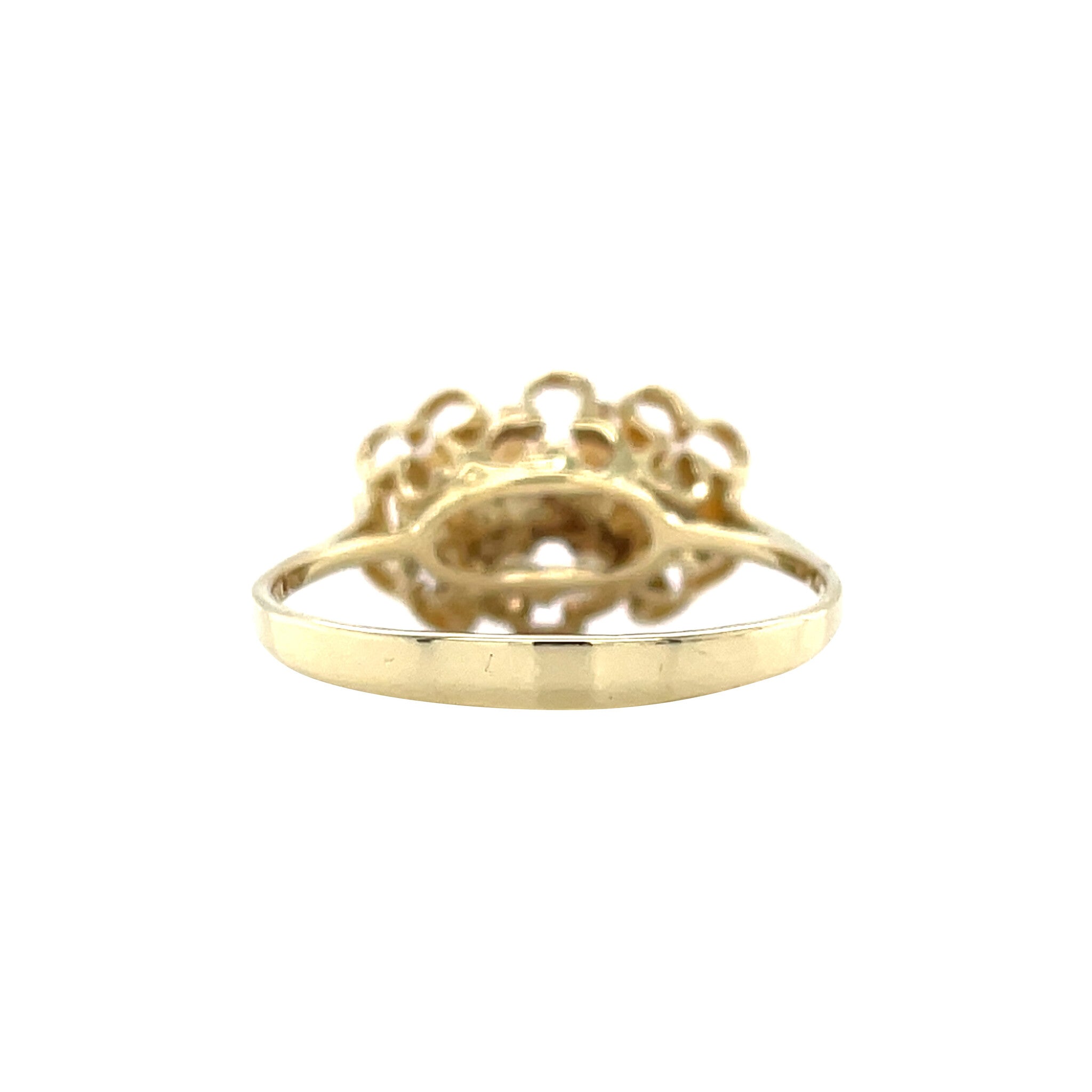 Gouden vintage ring met parel 14 krt