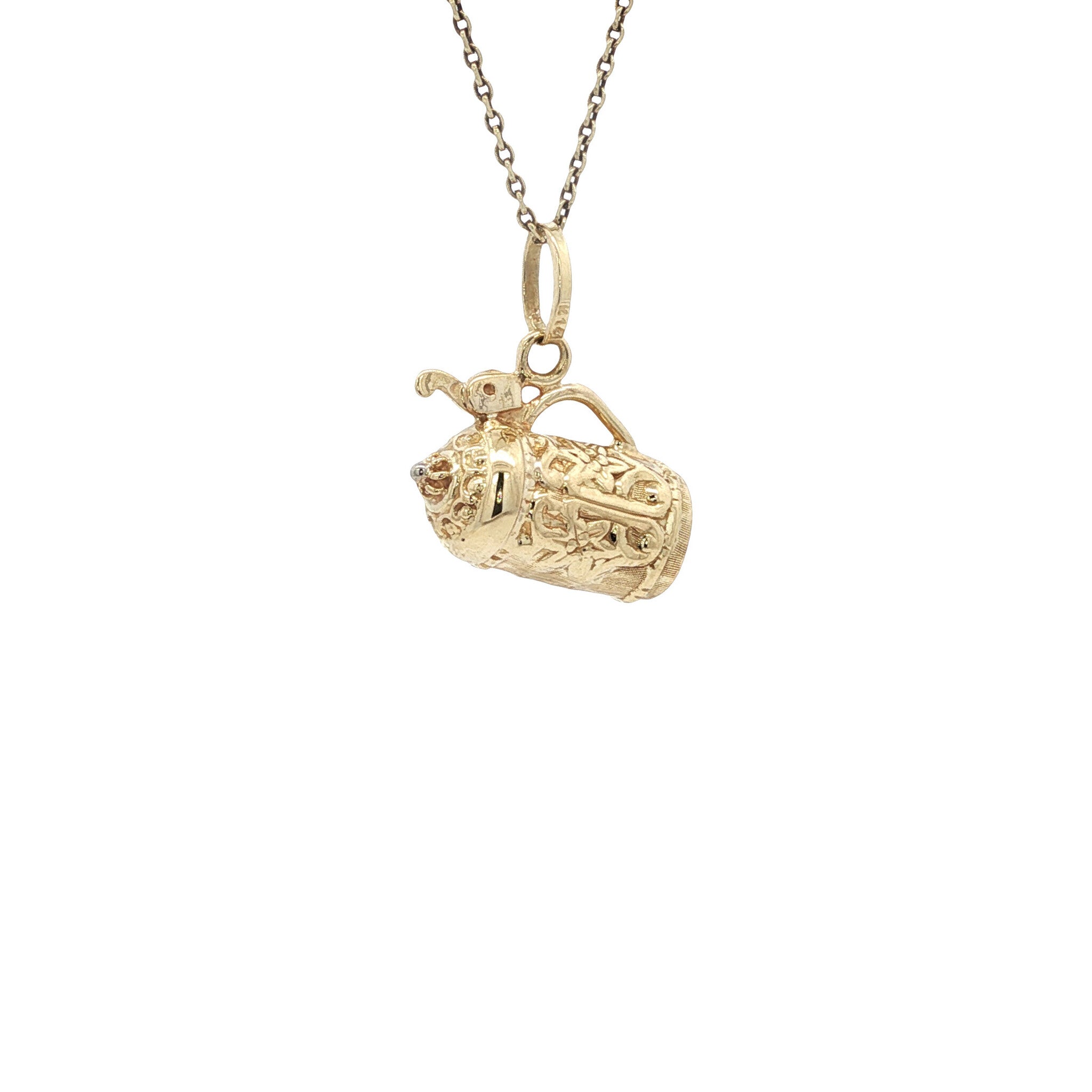 Vintage gold Bavarian beer stein pendant 14 kt