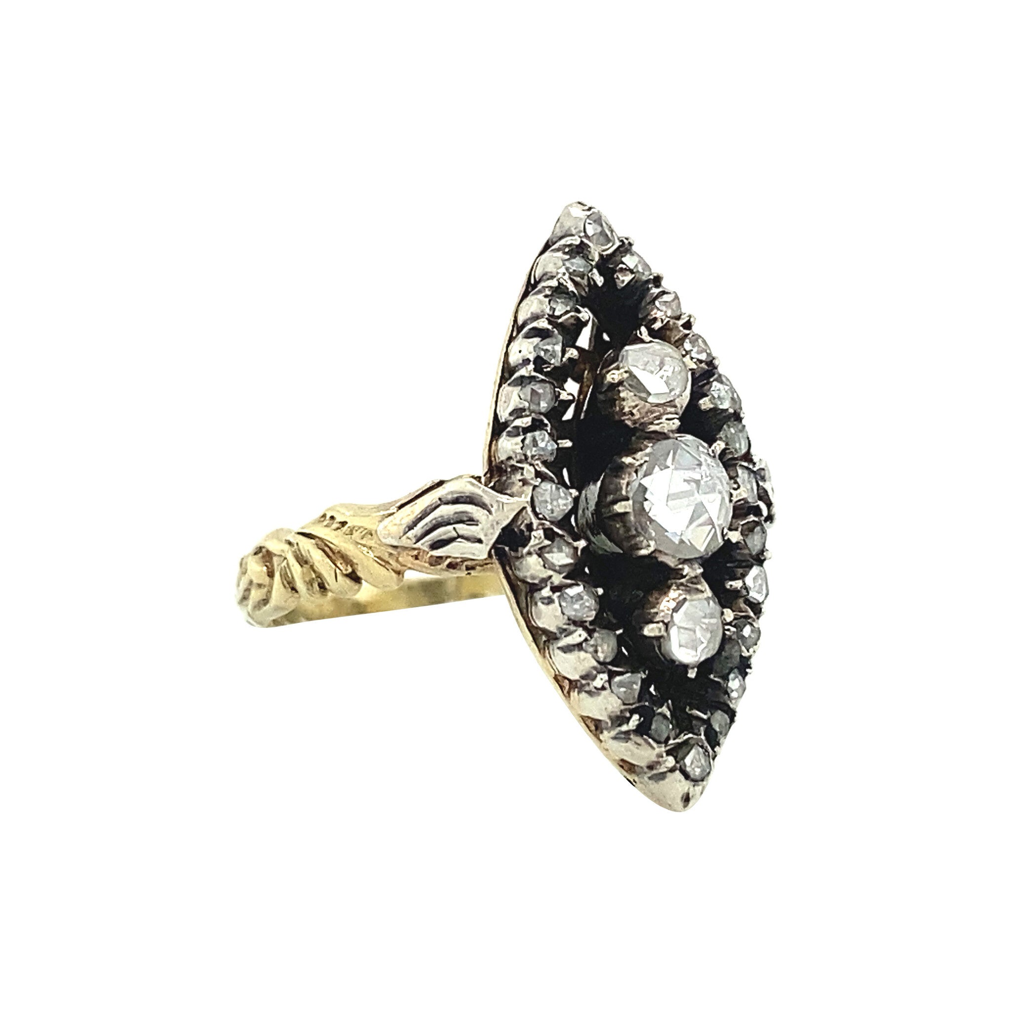 Gouden prinsessen ring met roosdiamant 14 krt/925