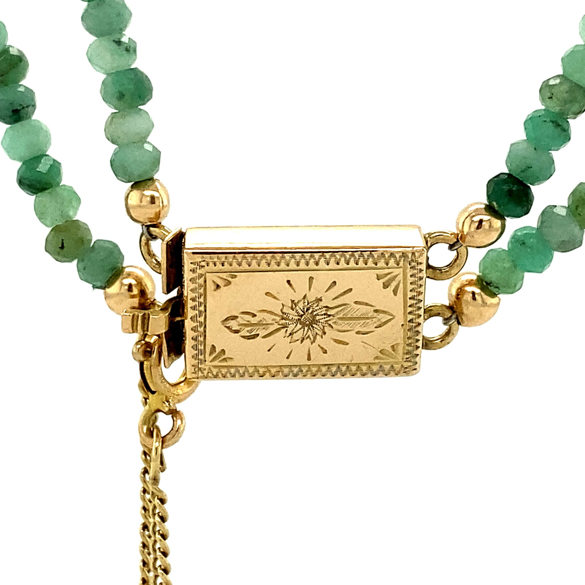 Emerald necklace with 14 kt gold clasp