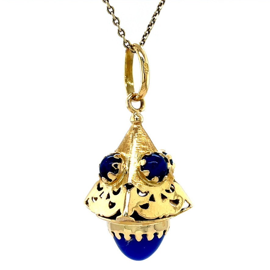 Vintage gouden hanger met chalcedoon en kleursteen 18 krt