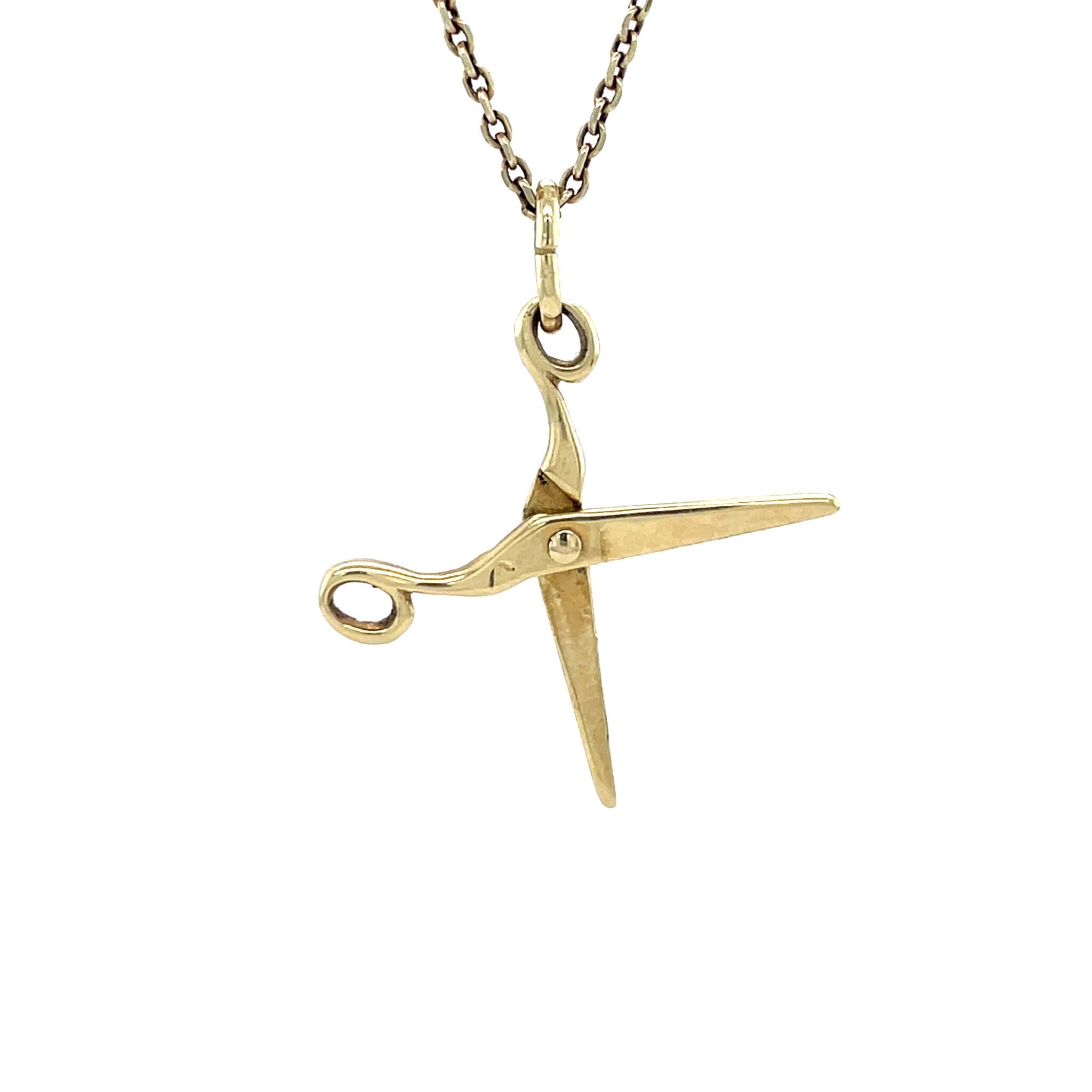 Vintage gold scissors pendant 14 kt