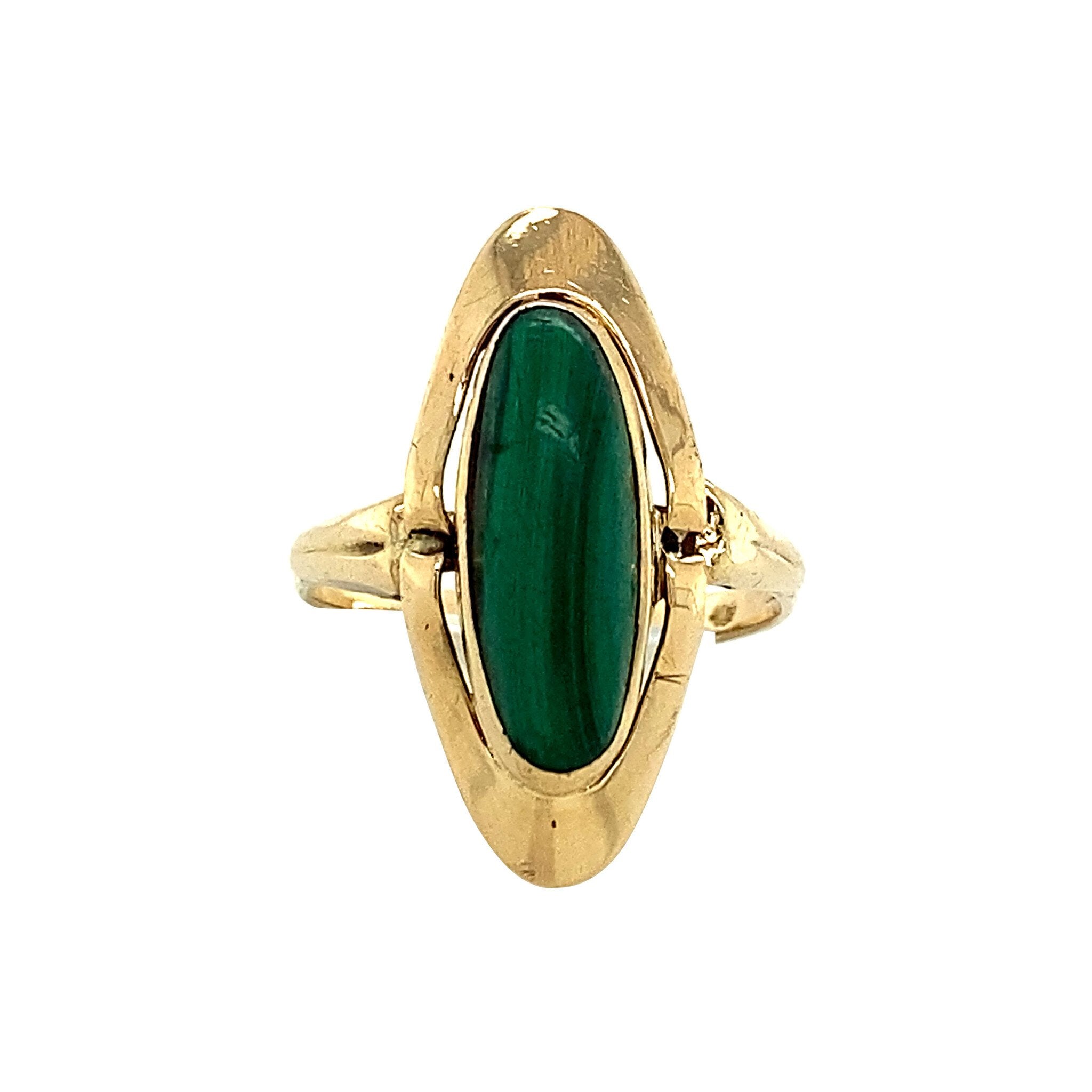 Gouden ring met malachiet 14 krt