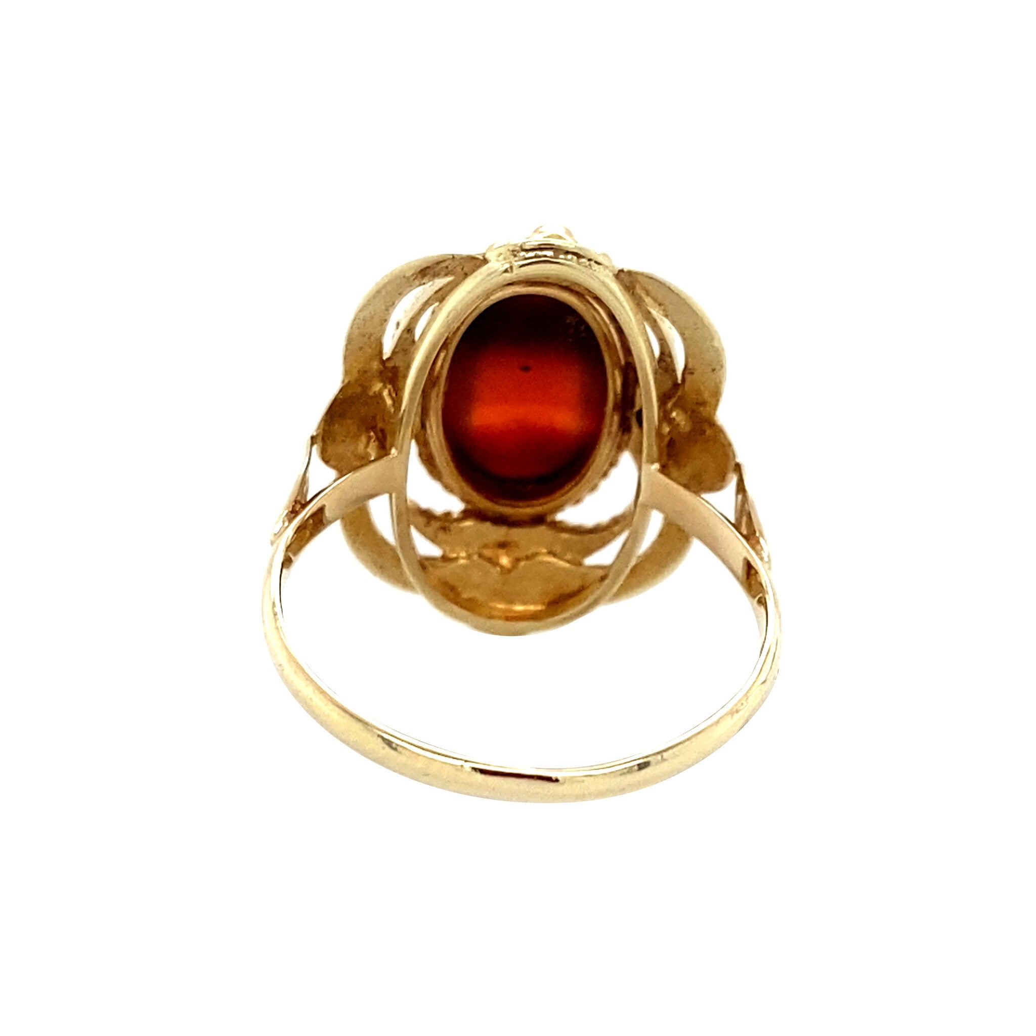 Vintage gold ring with banded agate, 14 kt