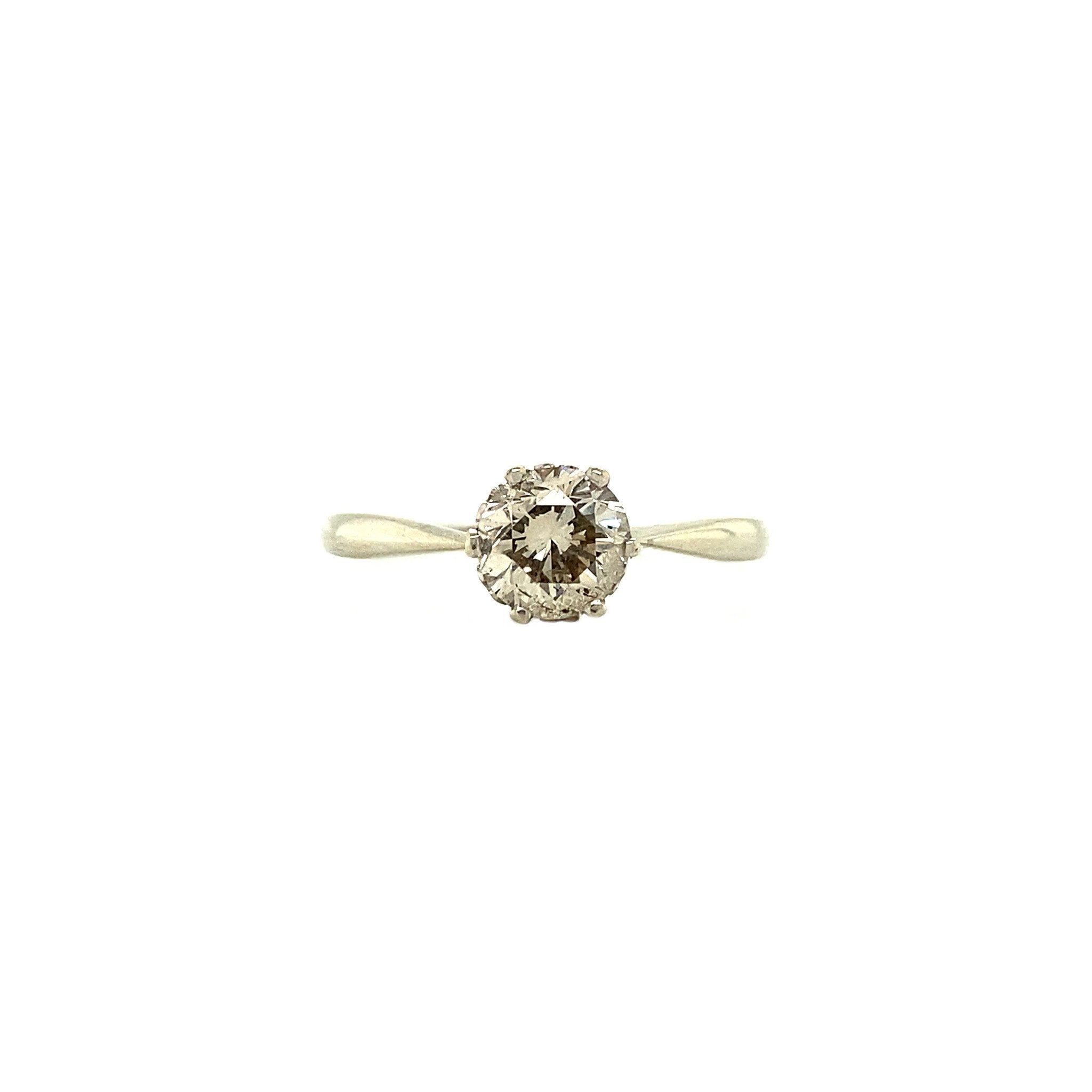 White gold solitaire ring with diamond 0.90 crt. 14 krt