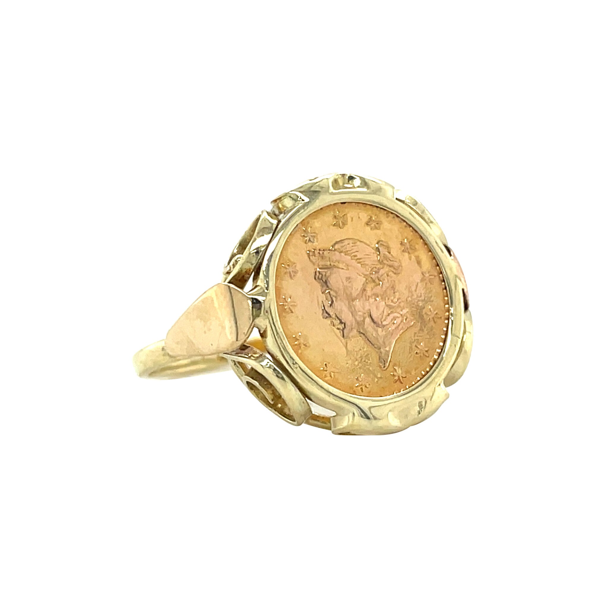 Gouden vintage munt ring 14 kt