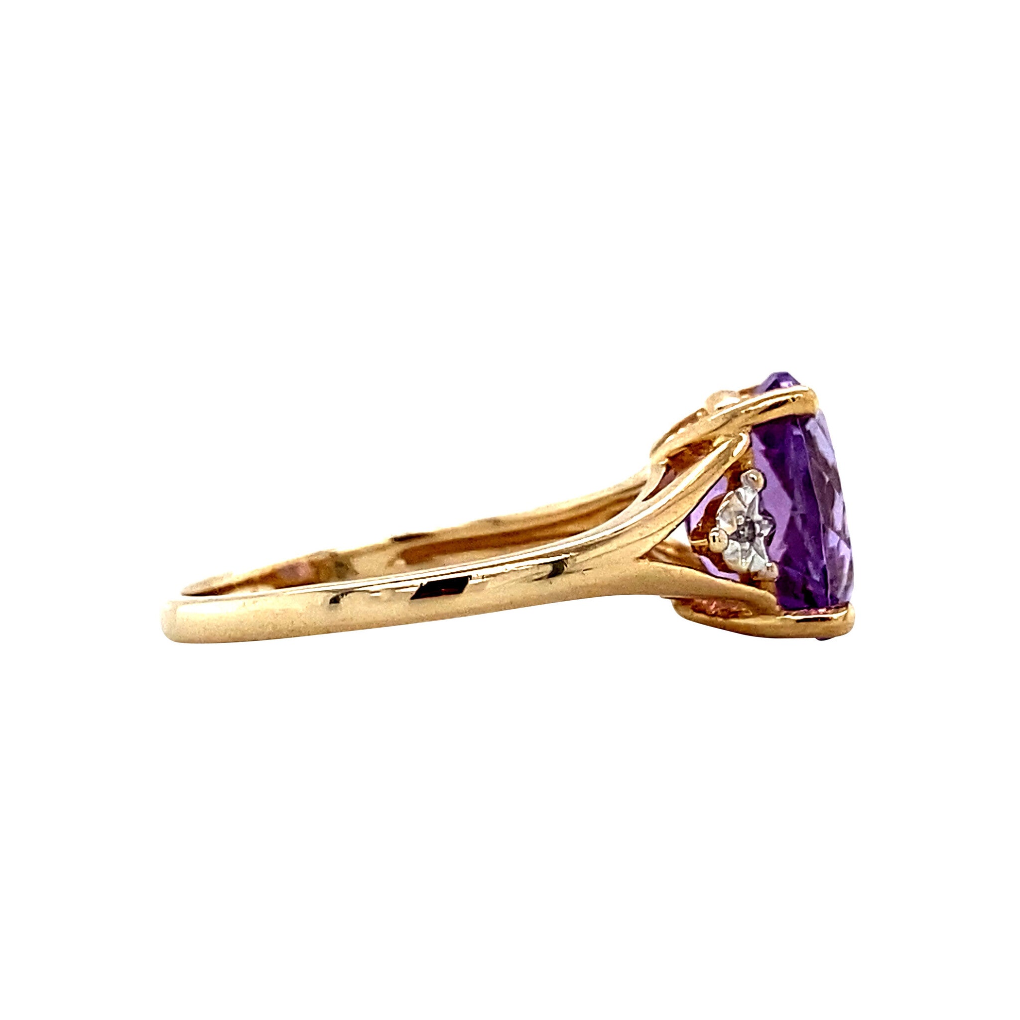 Ring met amethist en diamant 9 krt