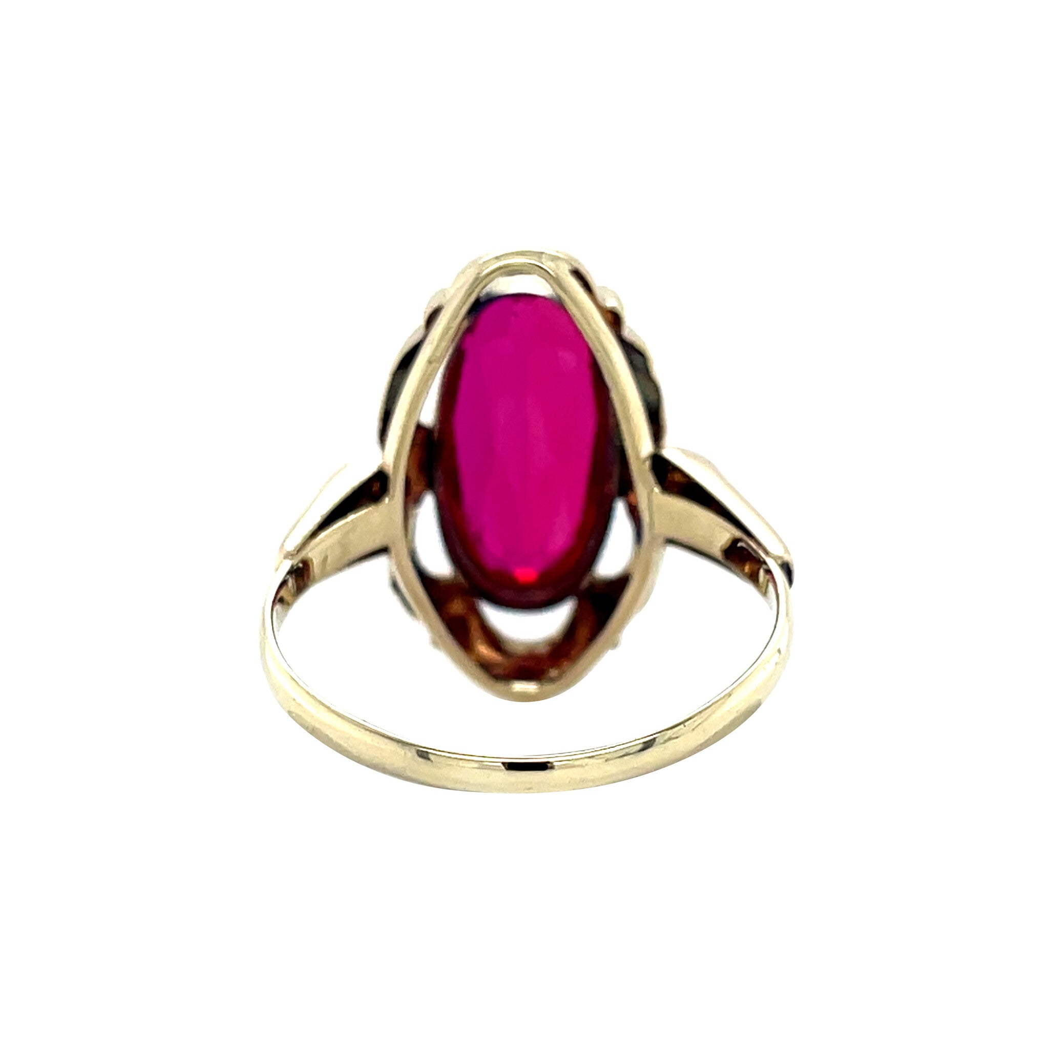 Gouden vintage ring met robijn 14 krt