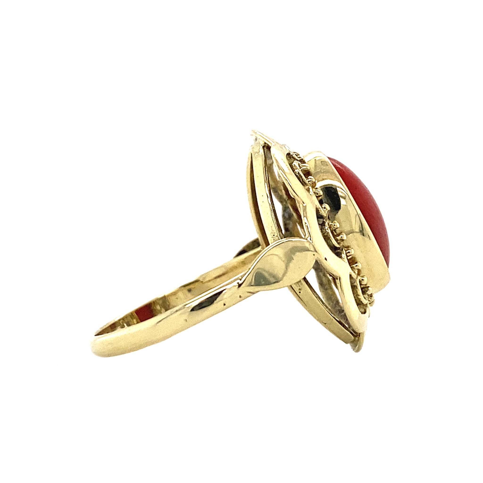 Gold ring with blood coral 14 krt