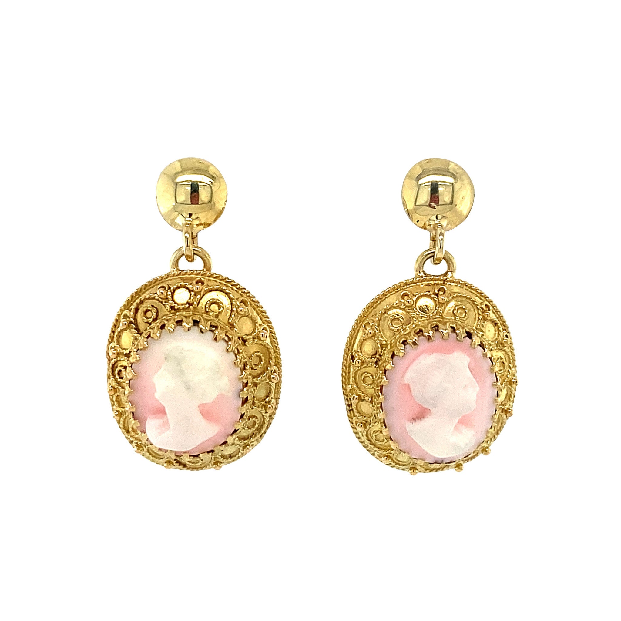 14 kt gold cameo earrings