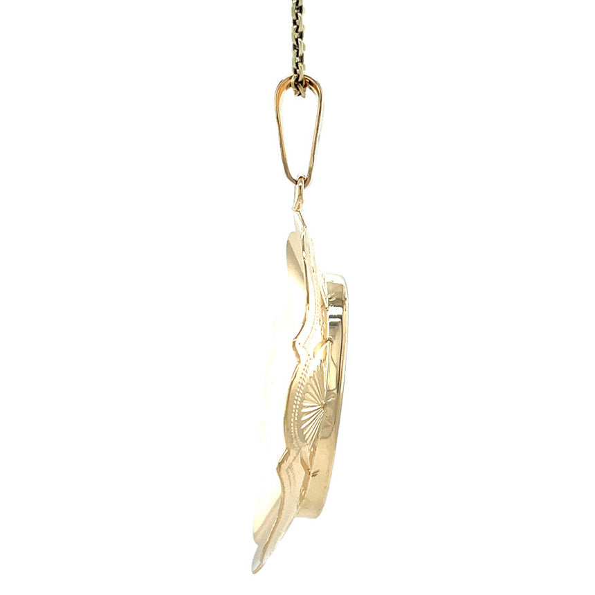 Gouden vintage hanger met gravure 14 kt