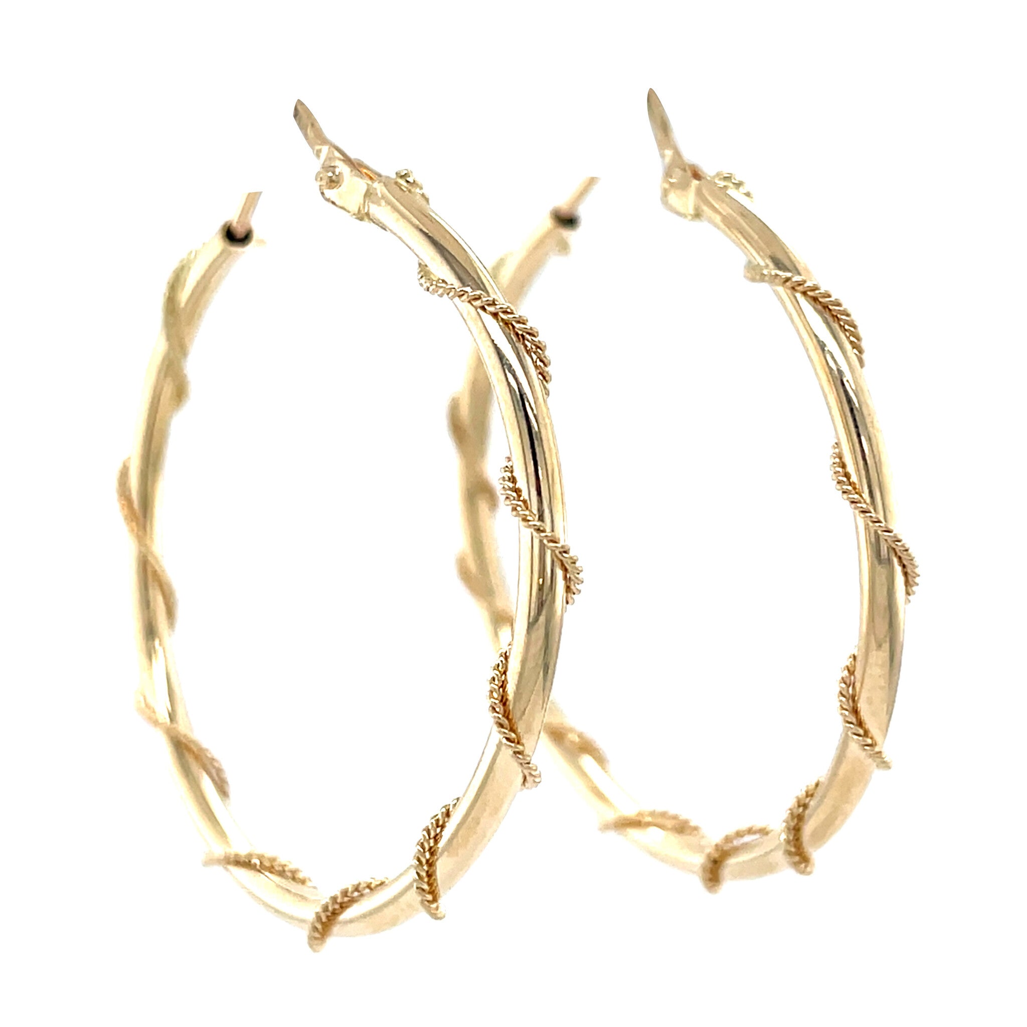 Gouden vintage fantasie oorringen 14 krt