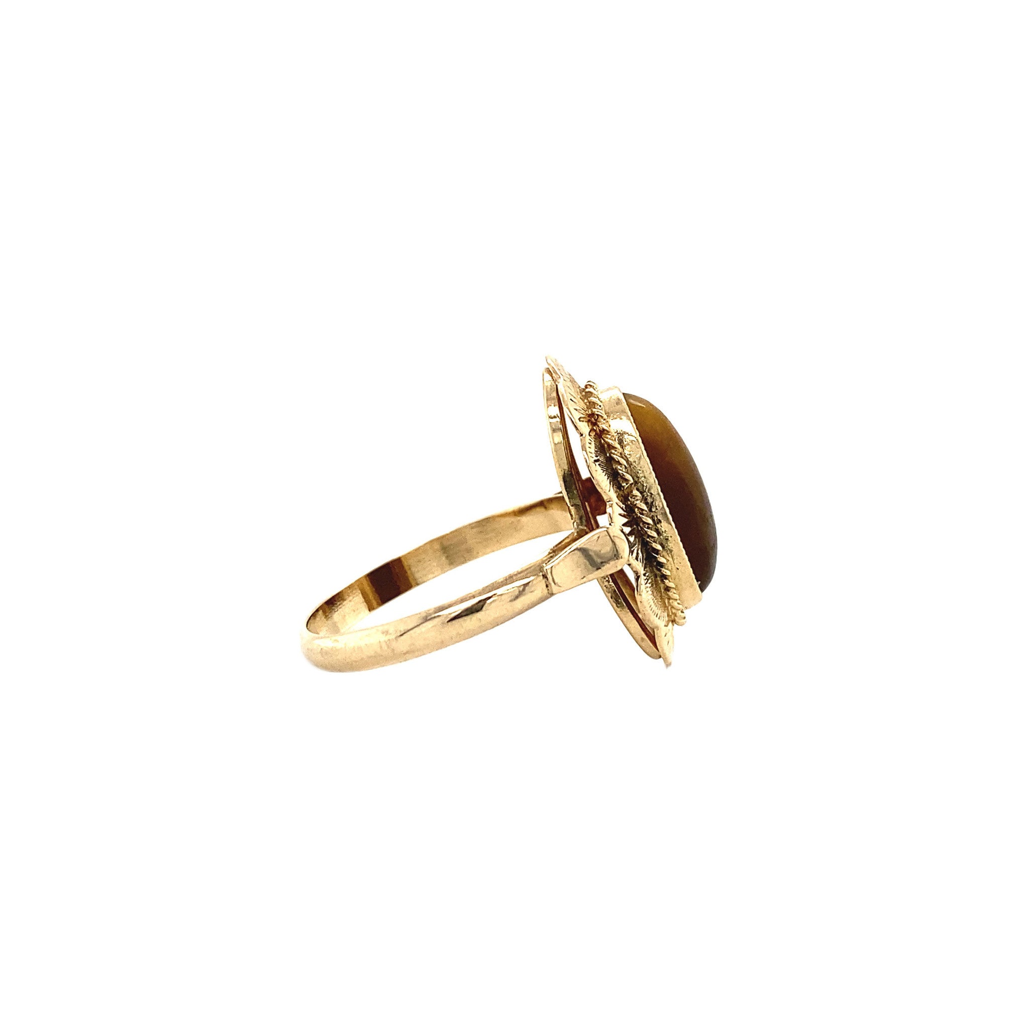 Gouden ring met tijgeroog 14 krt
