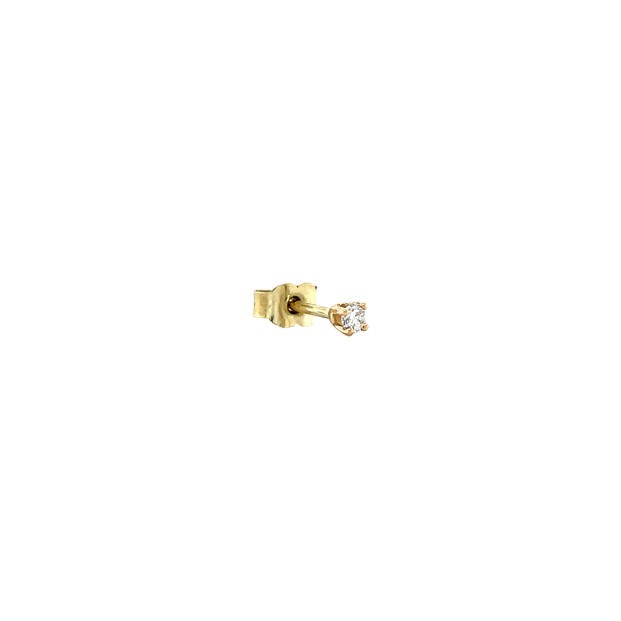 Gouden solitair oorsteker met diamant 14 krt