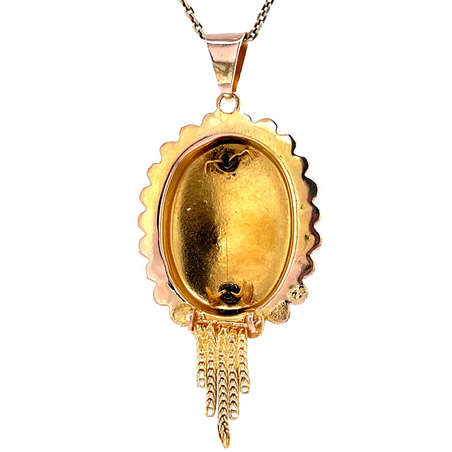 Gold vintage pendant with garnet 14 kt