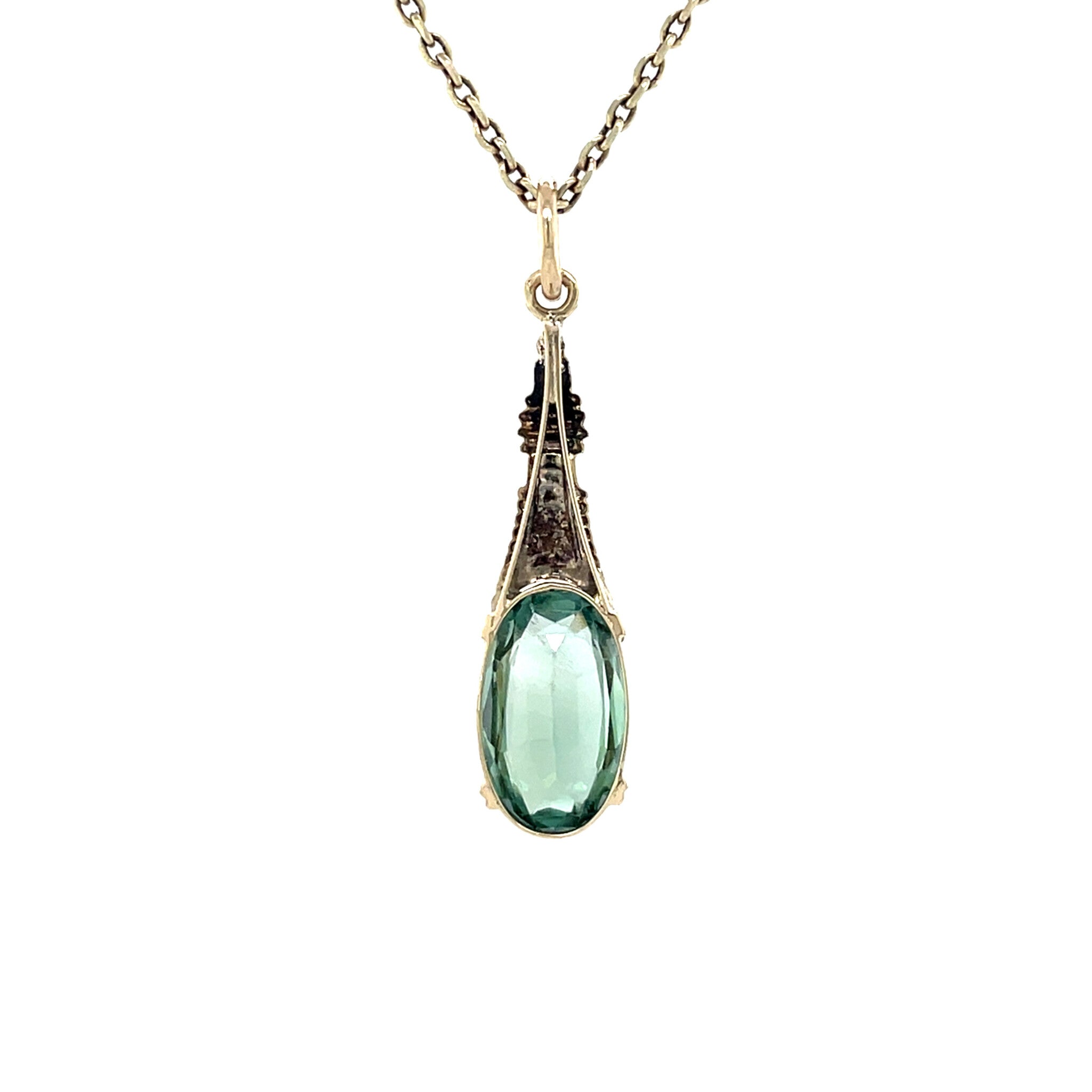 Gouden vintage hanger met saffier 14 krt