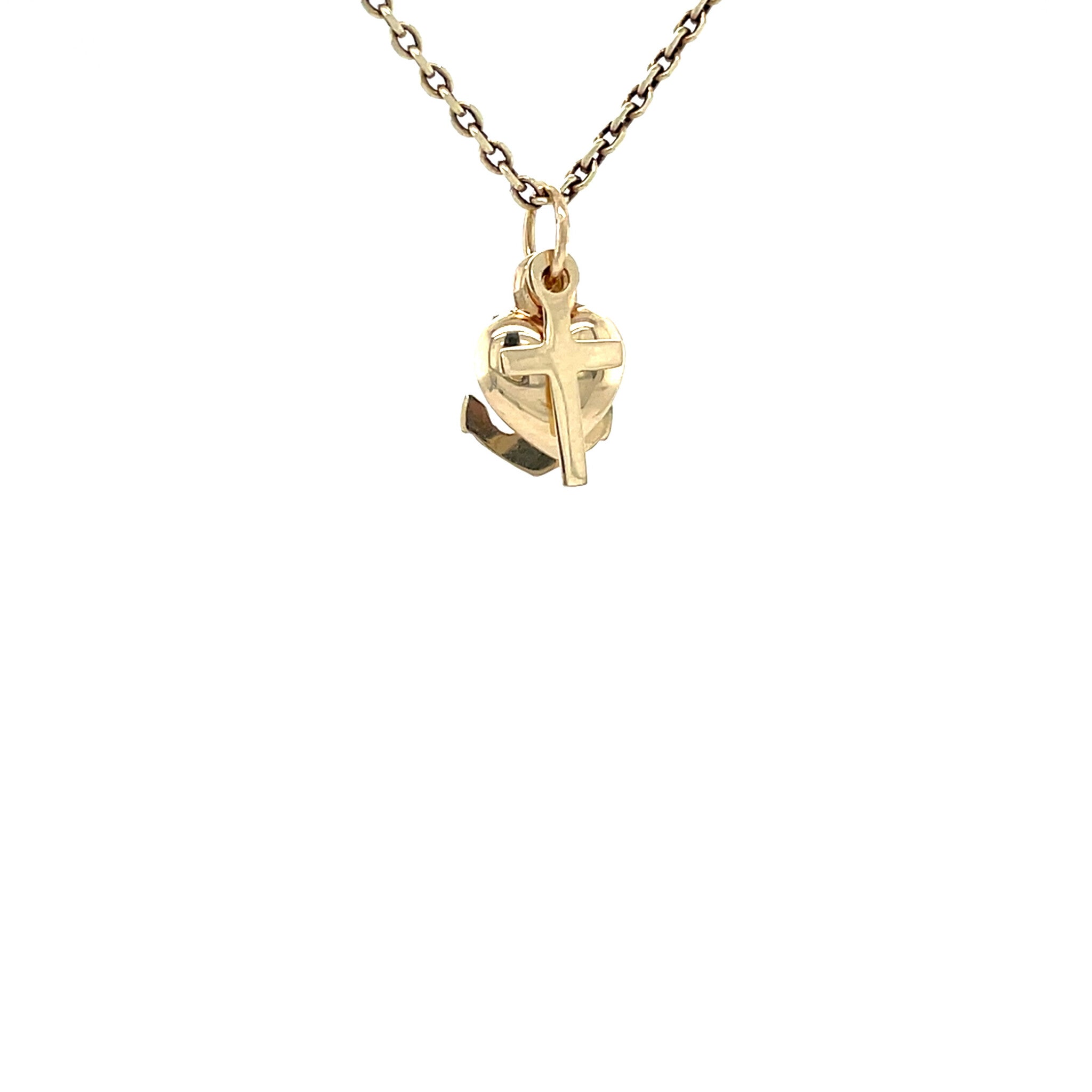Gouden vintage geloof, hoop en liefde hanger 14 krt