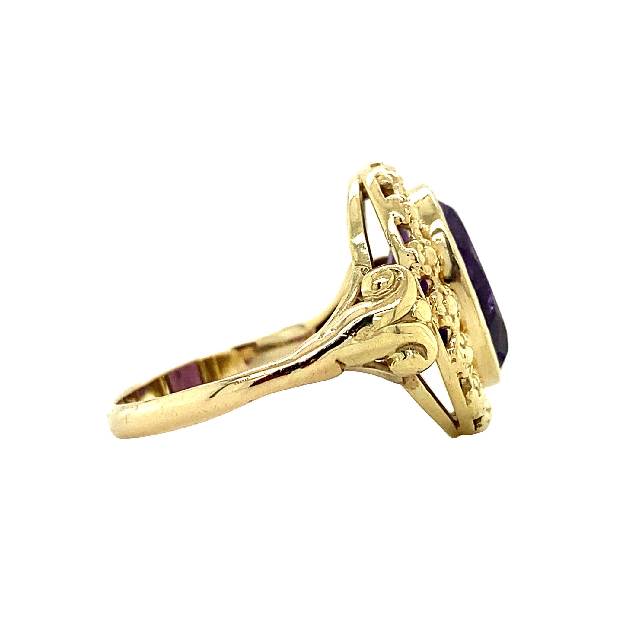 Gouden ring met amethist 14 krt