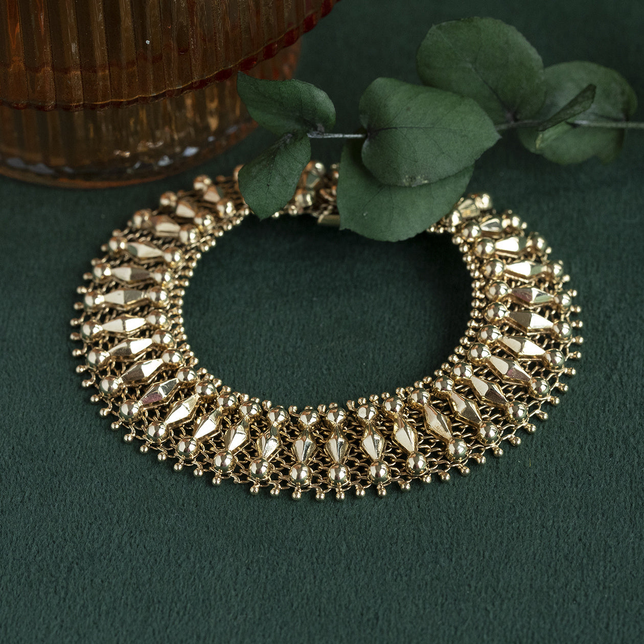 Gouden vintage fantasie armband 14 krt