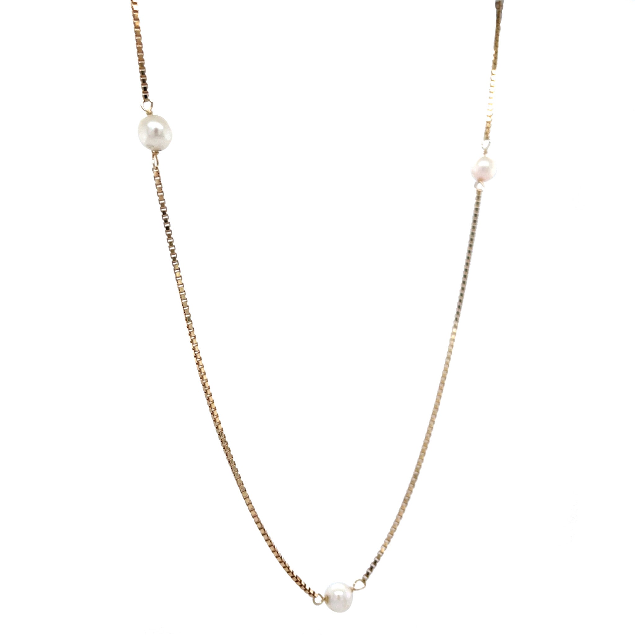 Gold Venetian necklace with pearl 14 kt