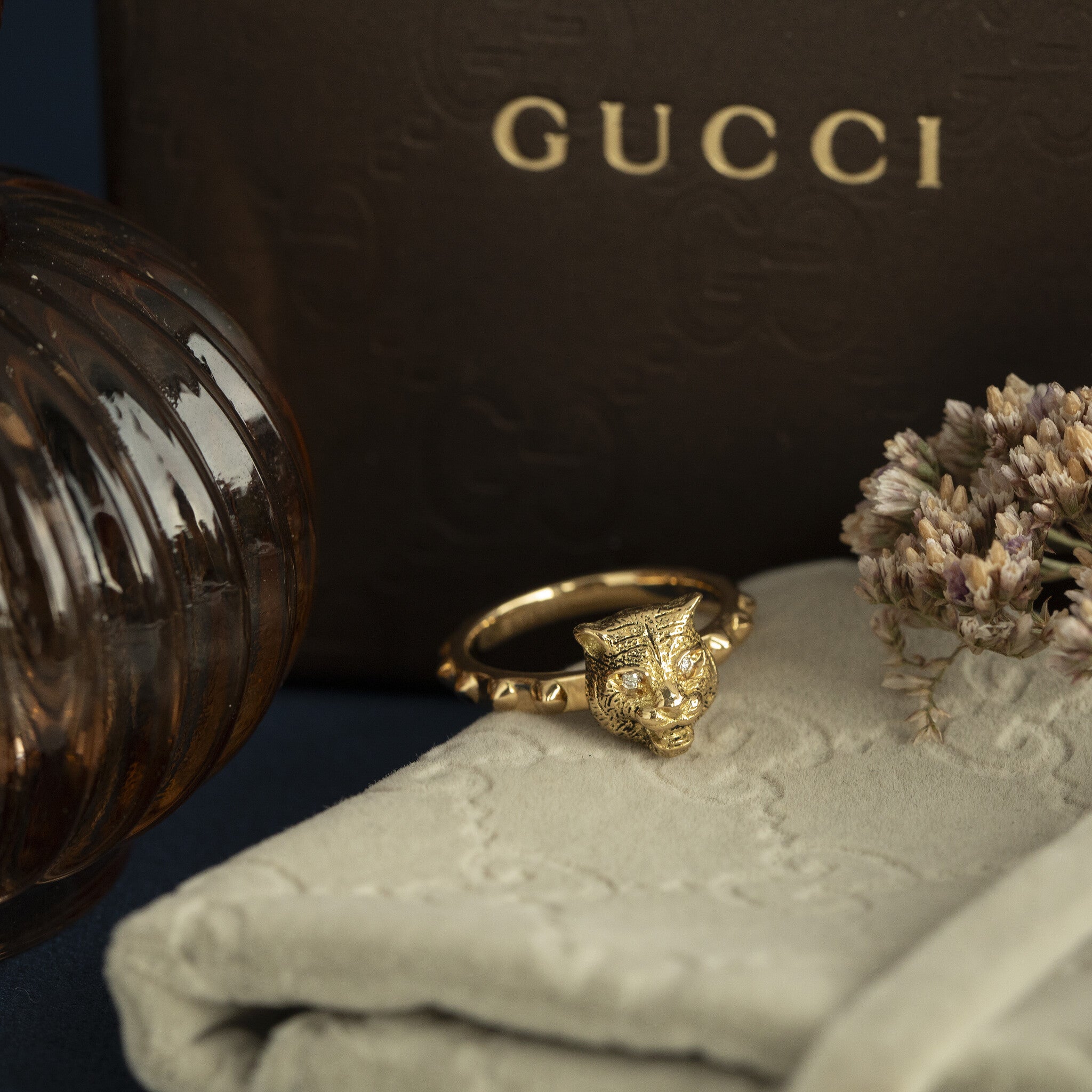 Gouden vintage Gucci panter ring 18 krt