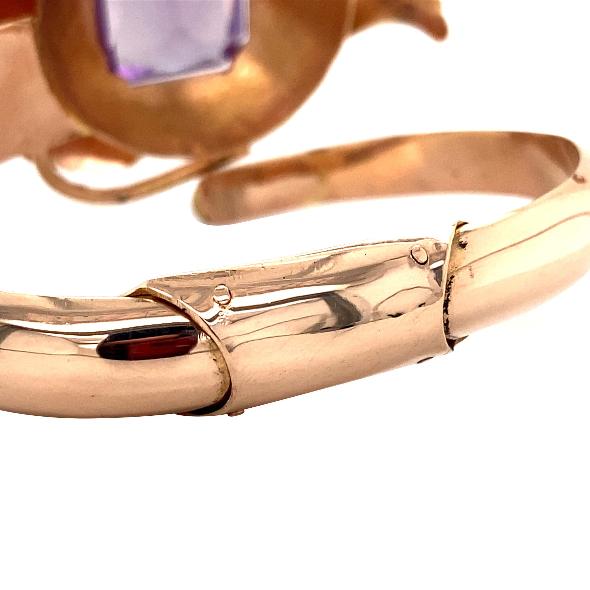 Gouden vintage bangle met saffier 14 krt