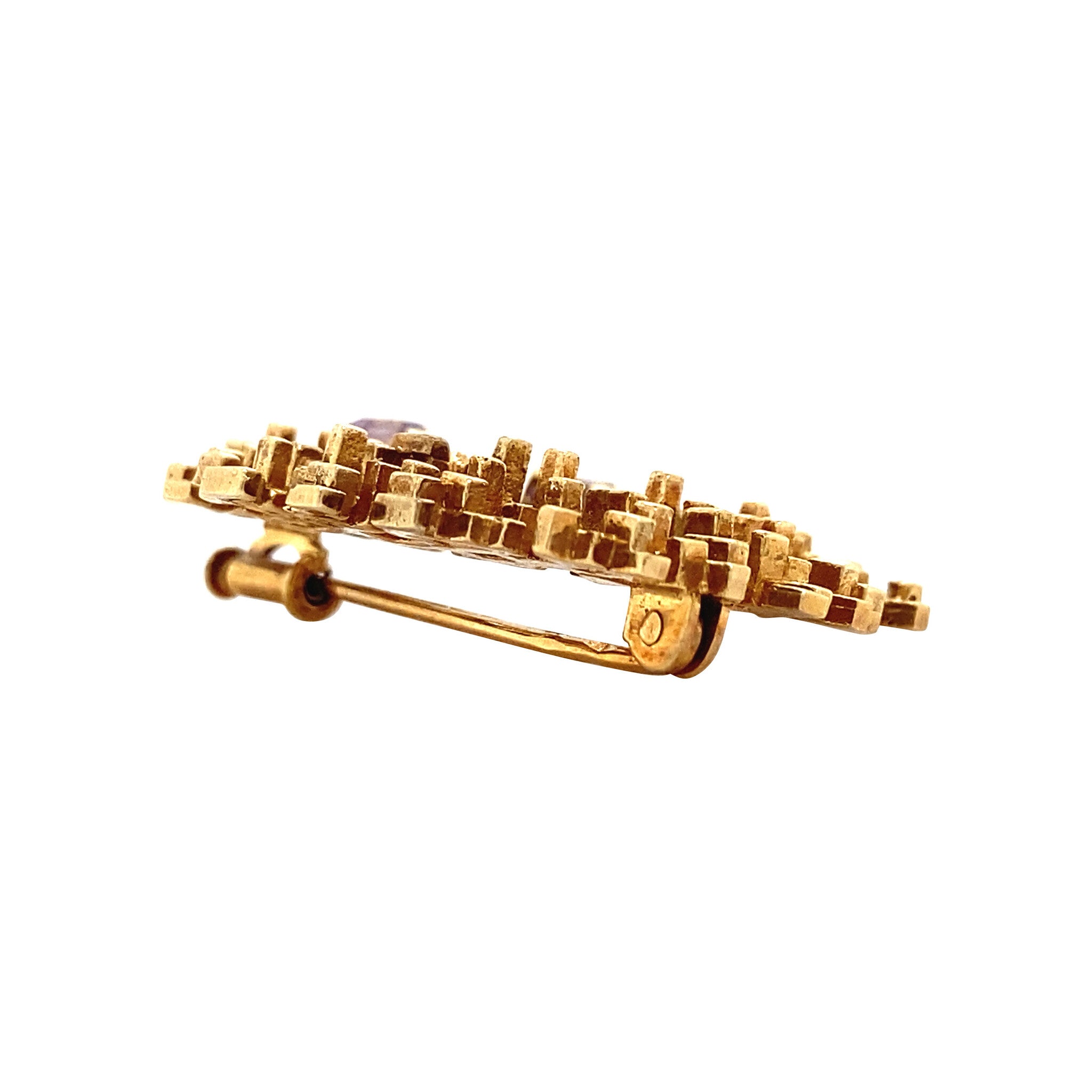 Gouden broche met amethist 14 krt