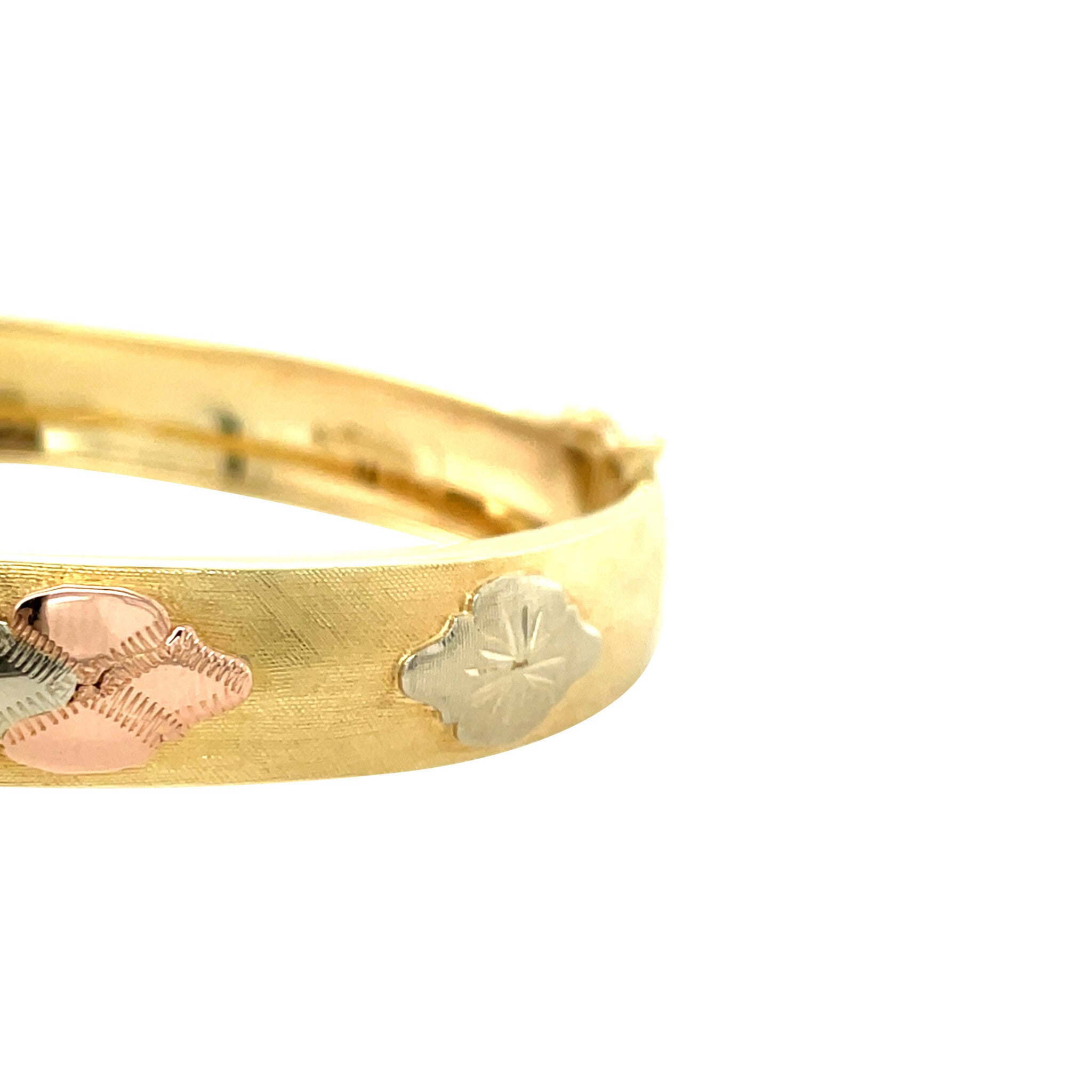 Tricolour gouden vintage bangle met gravure 14 kt