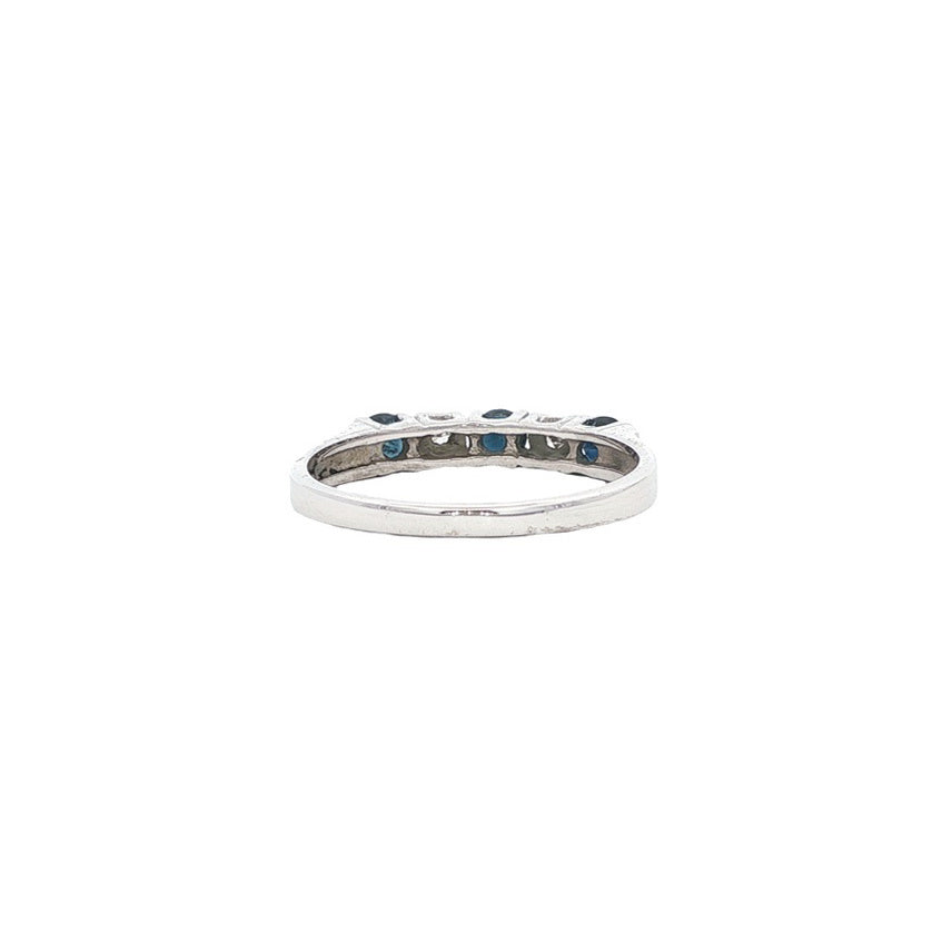 Vintage 14 kt white gold ring with sapphire and diamond