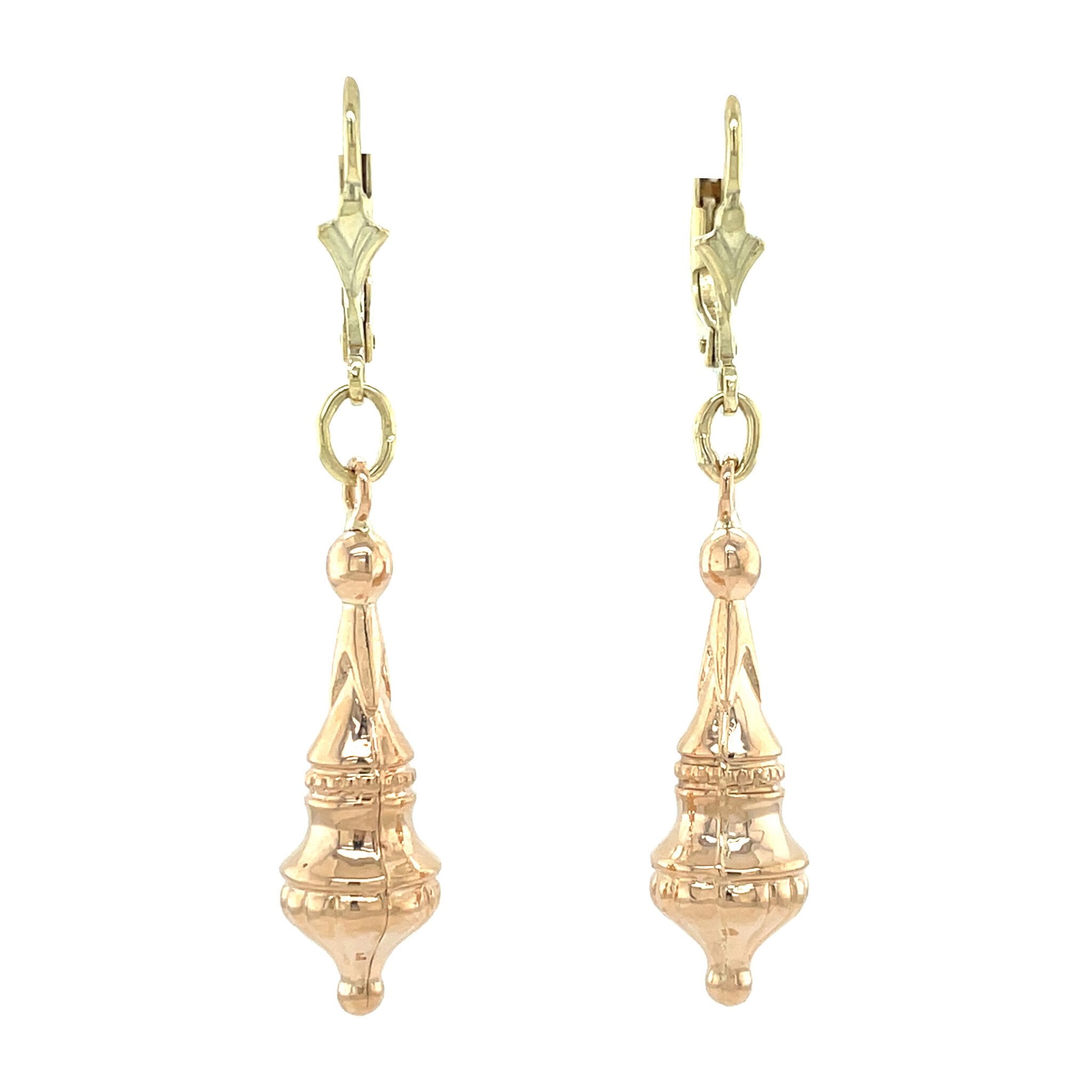 Bicolour gouden vintage oorhangers 14 kt